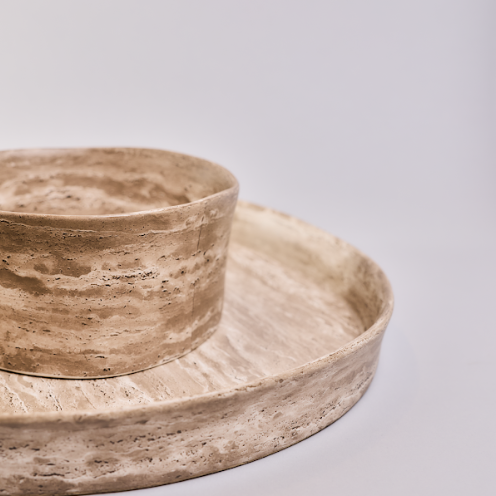 Greige marble ceramic platter