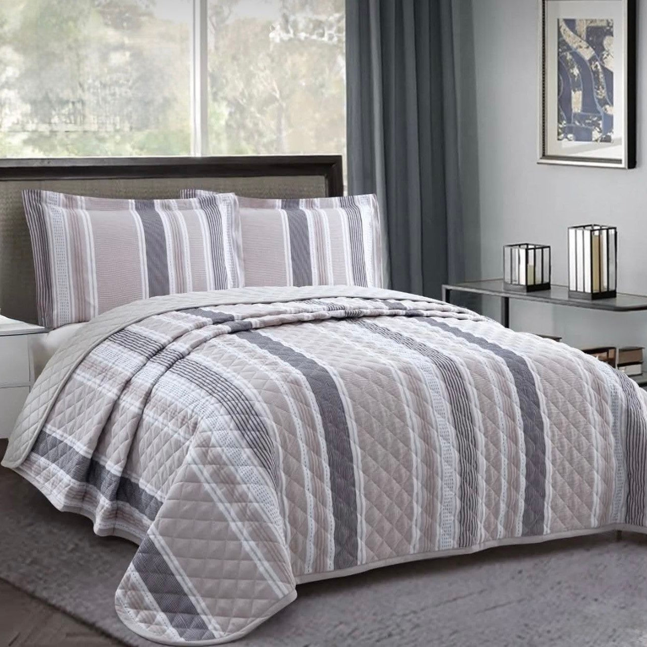 Long Stripe Cannon Bedspread - Single bed