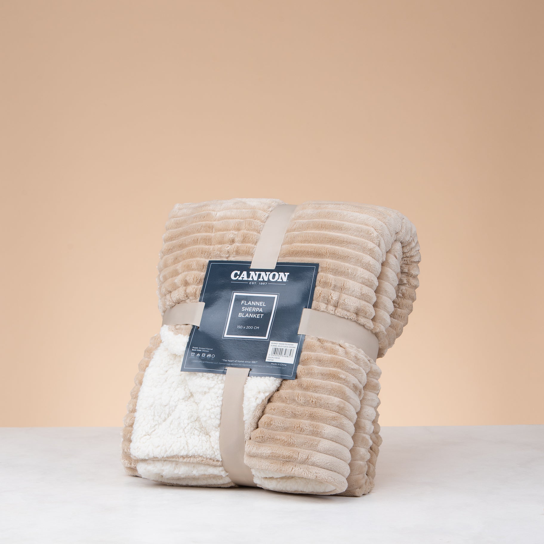 Cannon Flannel Fleece Blanket – 150x200 cm (250 GSM) Light beige
