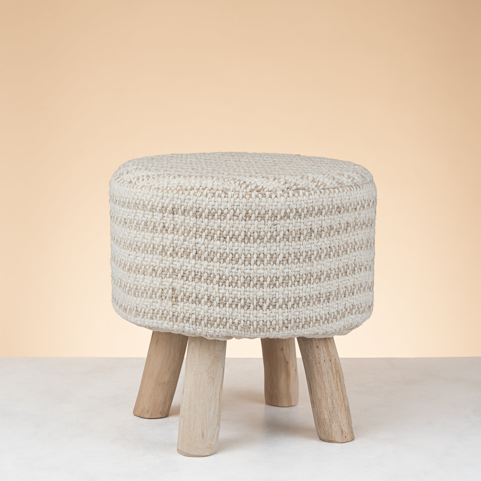 Cannon Handwoven Wool Stool – 40x40x40 cm – Jigawa