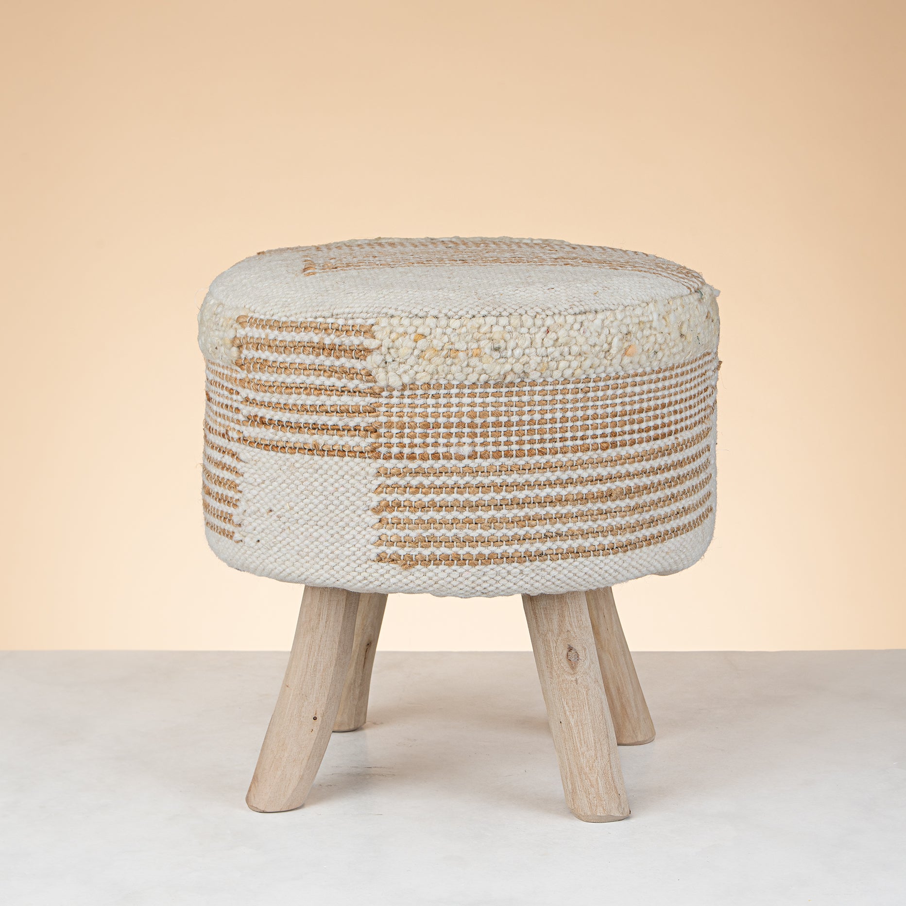 Cannon Handwoven Wool Stool – 40x40x40 cm – Angelova
