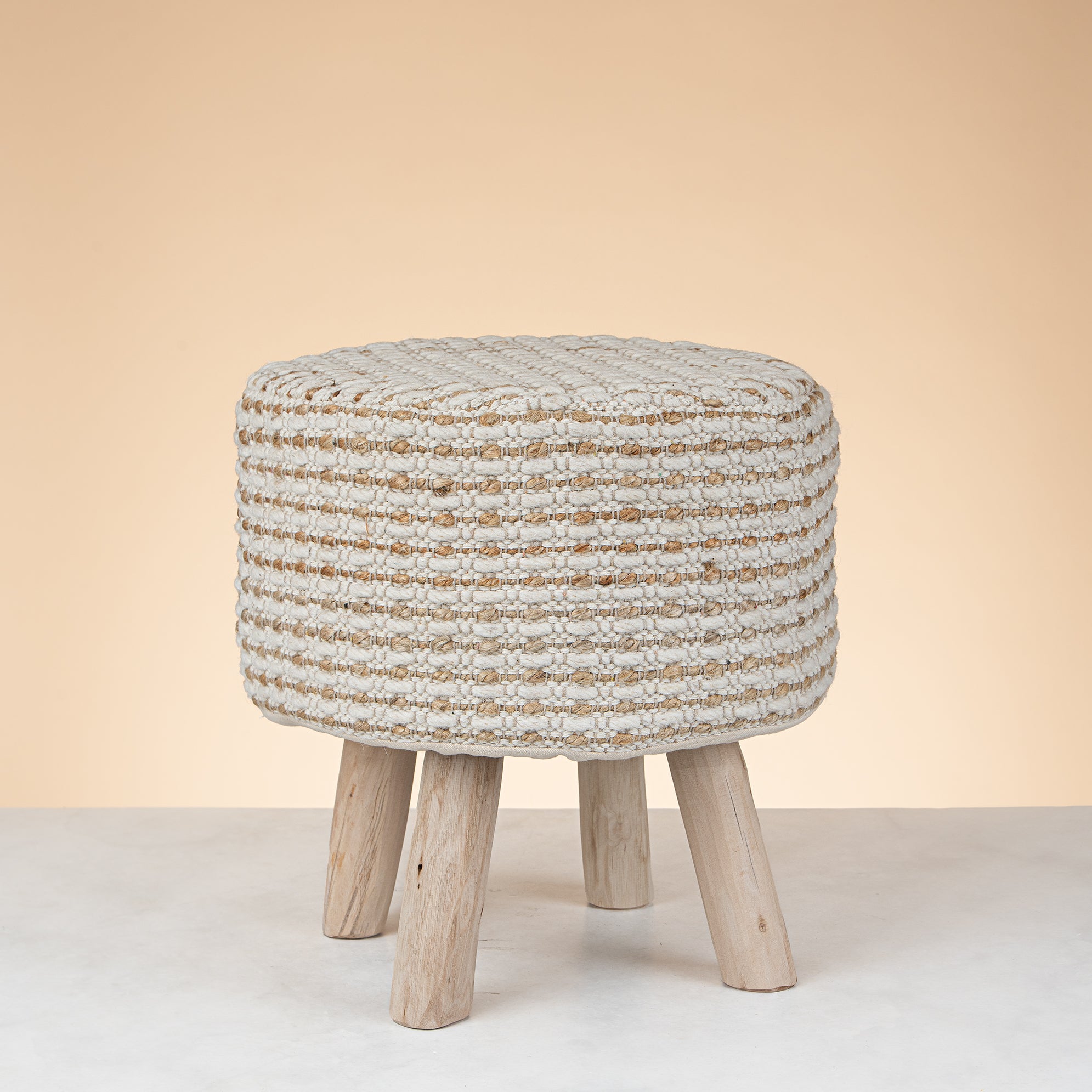 Cannon Handwoven Wool & Jute Stool – 40x40x40 cm – Broughton