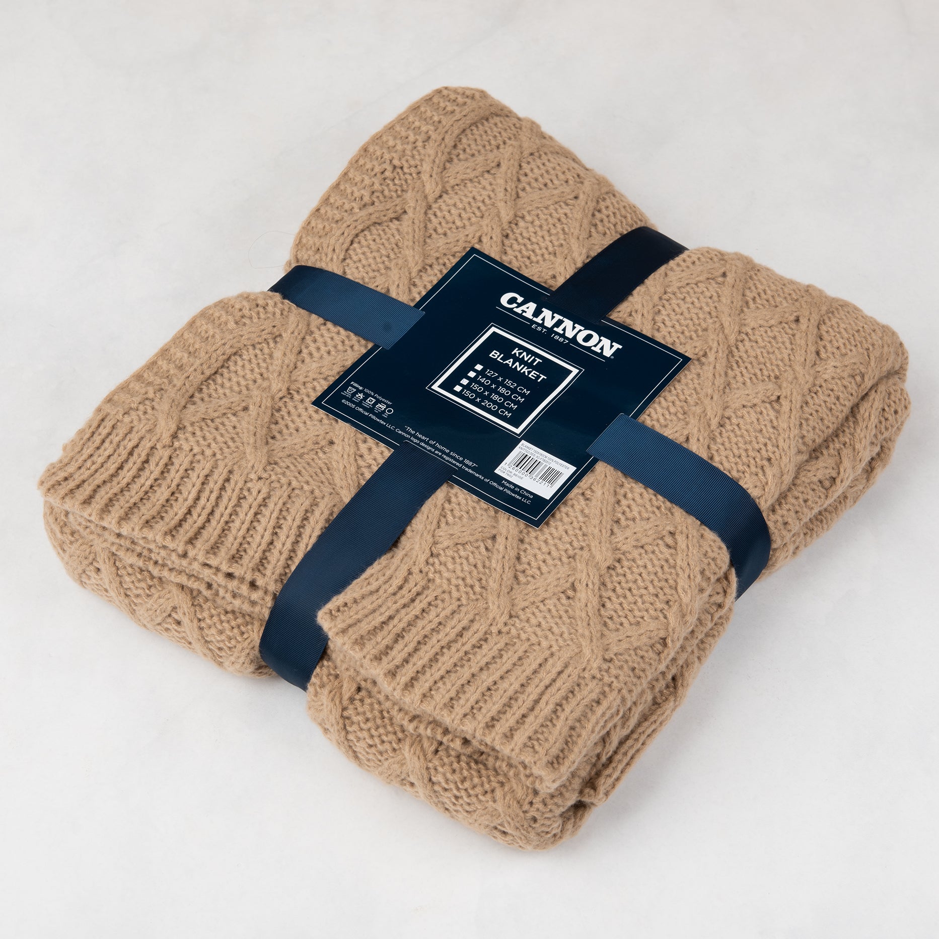 Cannon Cable Knit Blanket – 150x200 cm (300 GSM) Beige