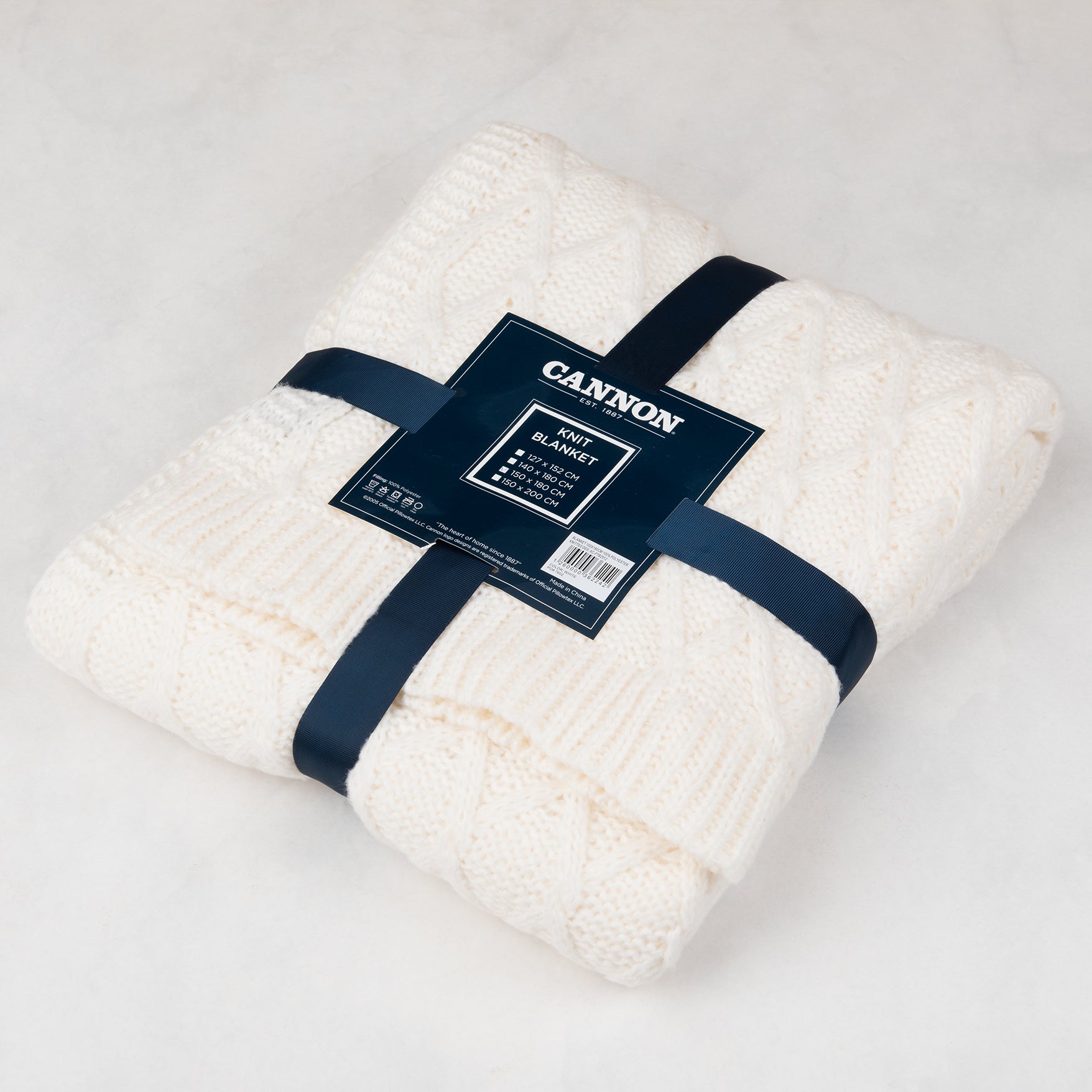 Cannon Cable Knit Blanket – 150x200 cm (300 GSM) White