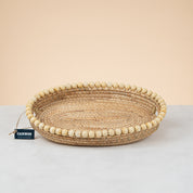 Cannon Round Water Hyacinth Tray with Wood Bead – PQ015