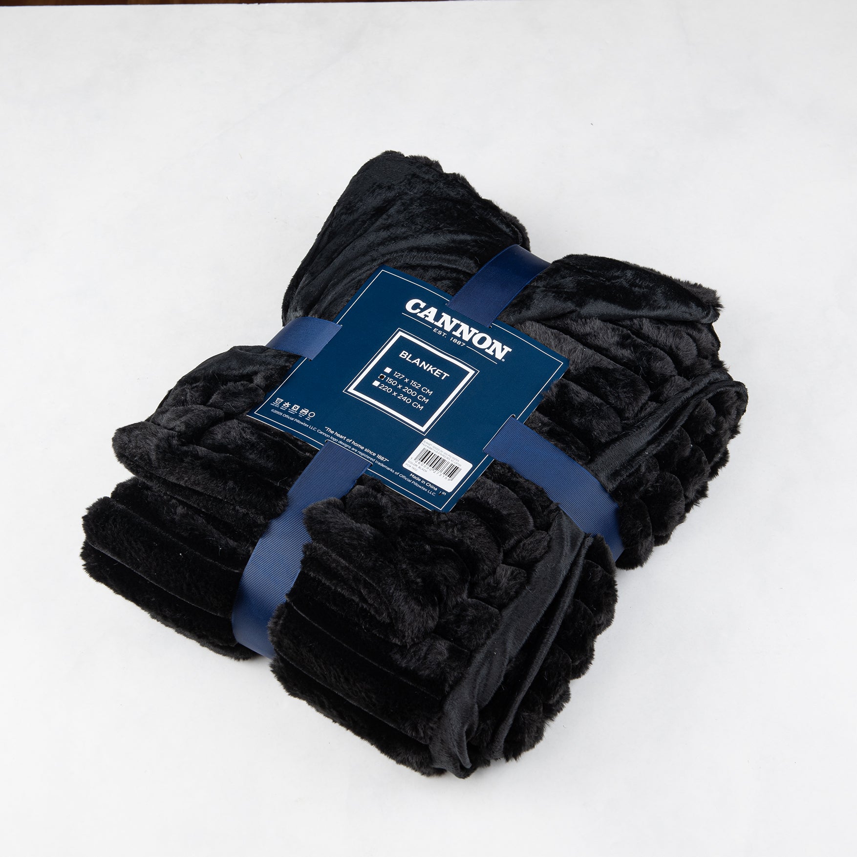 Cannon Faux Rabbit Fur Blanket – 150x200 cm – Black Striped