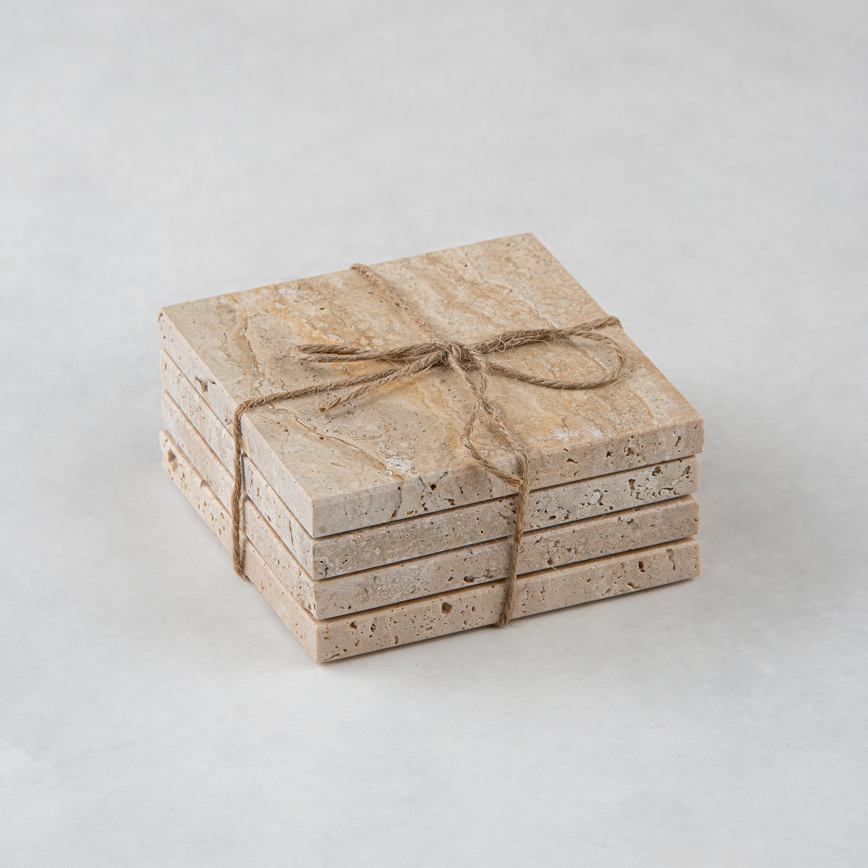 Square travertine coasters-4pcs