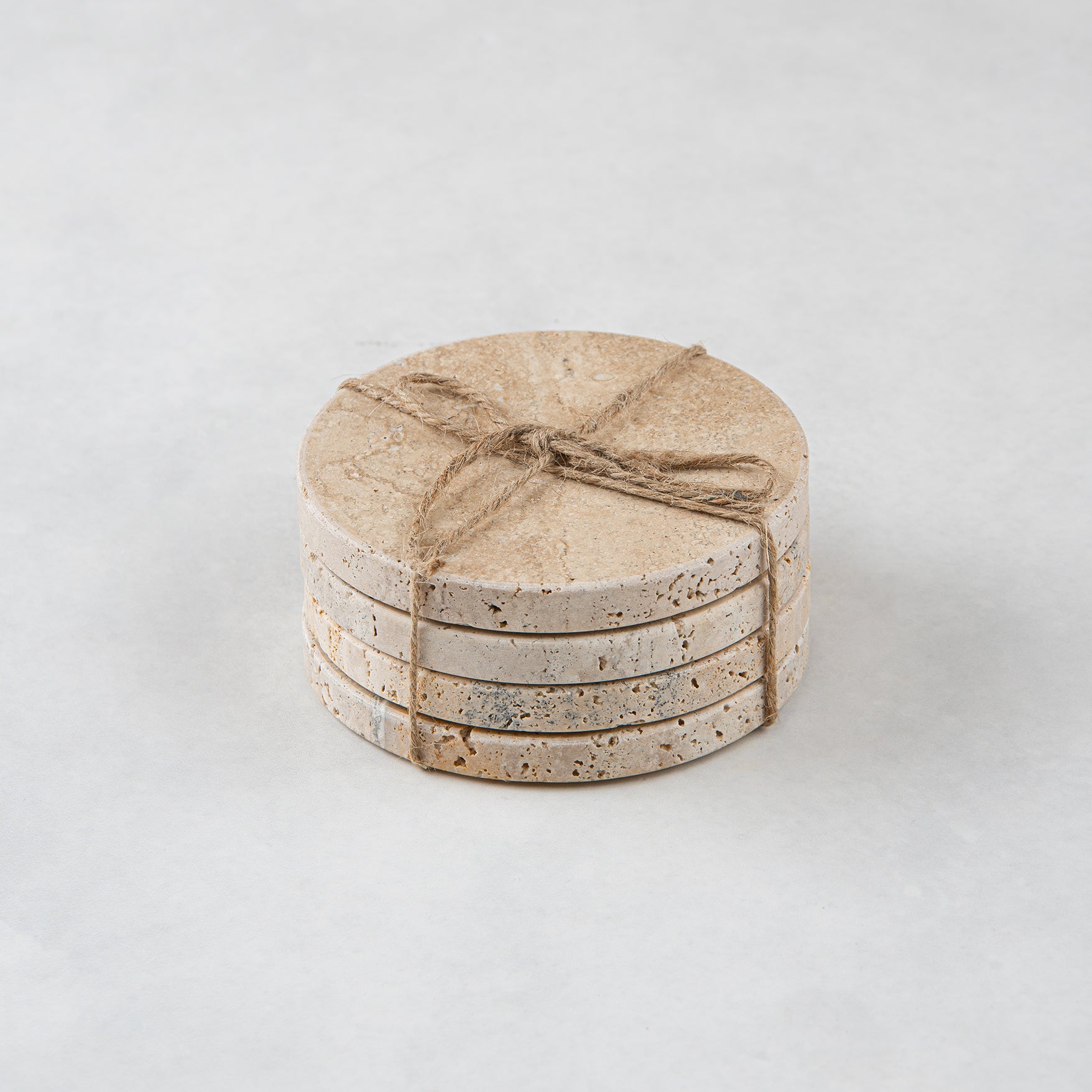 Round travertine coasters-4pcs