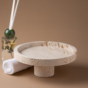 Round travertine tray