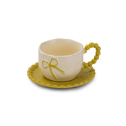 Pearl Handle Ribbon Mug with Plate