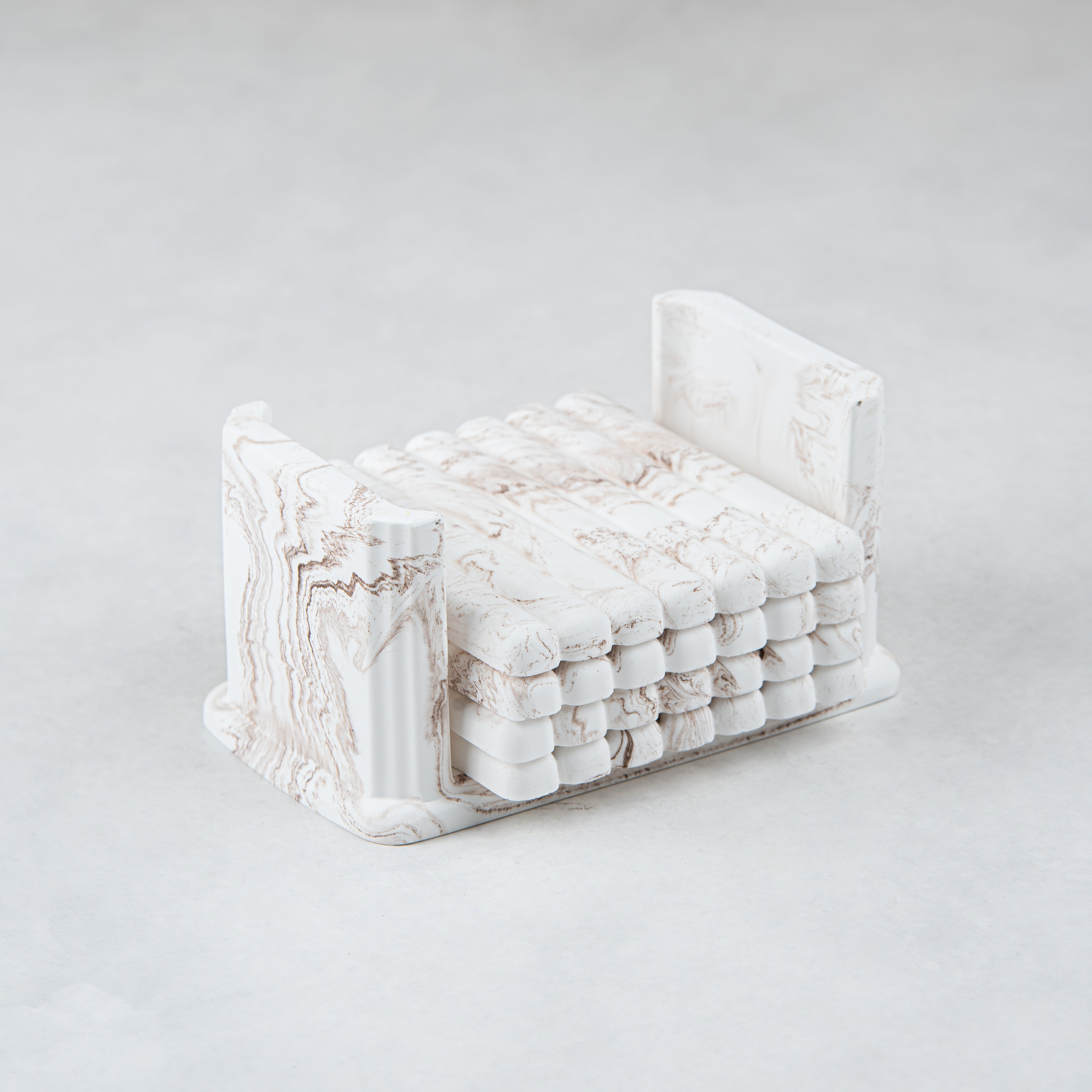 Elegant Marble Ceramic Coasters with Tray