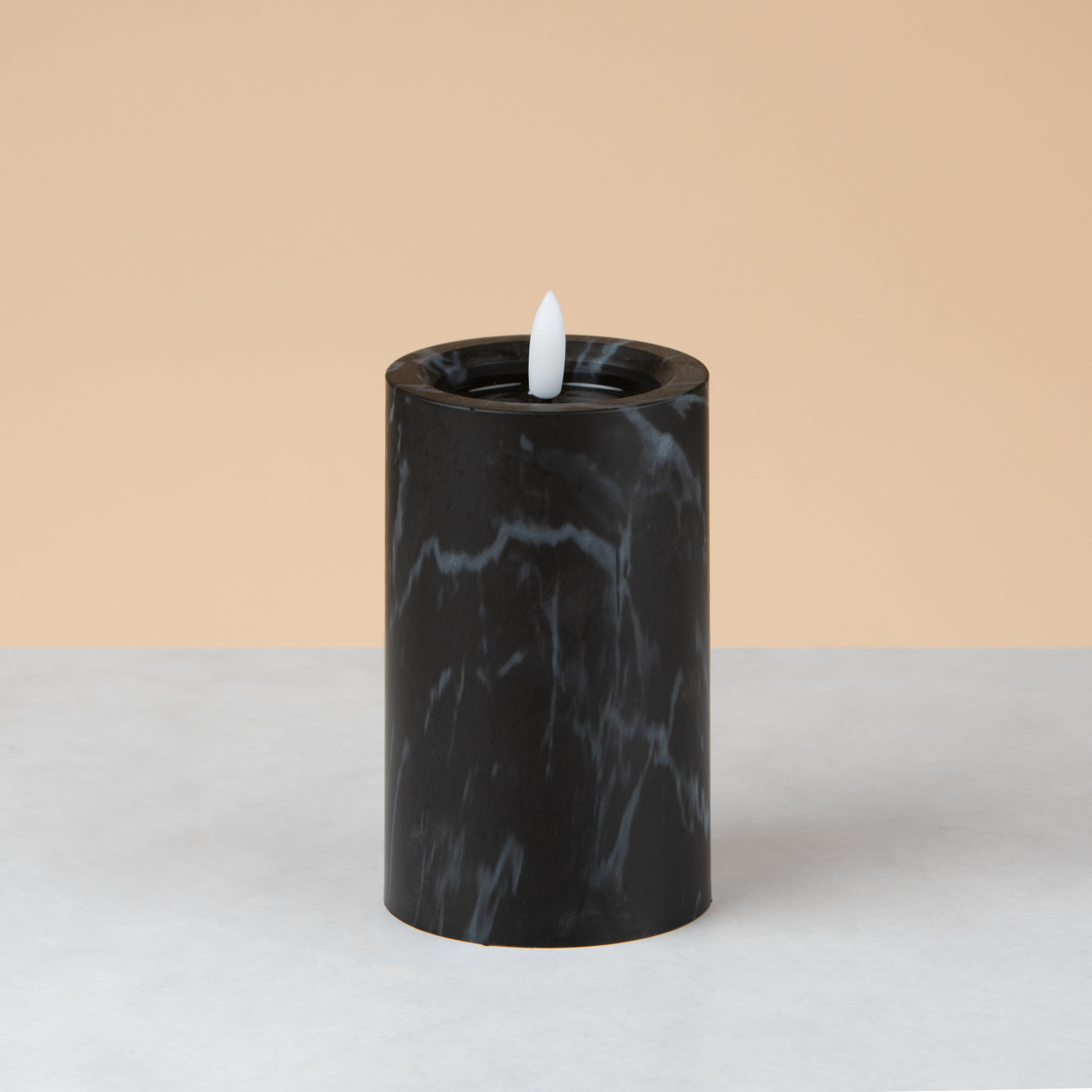 Led marble look candle