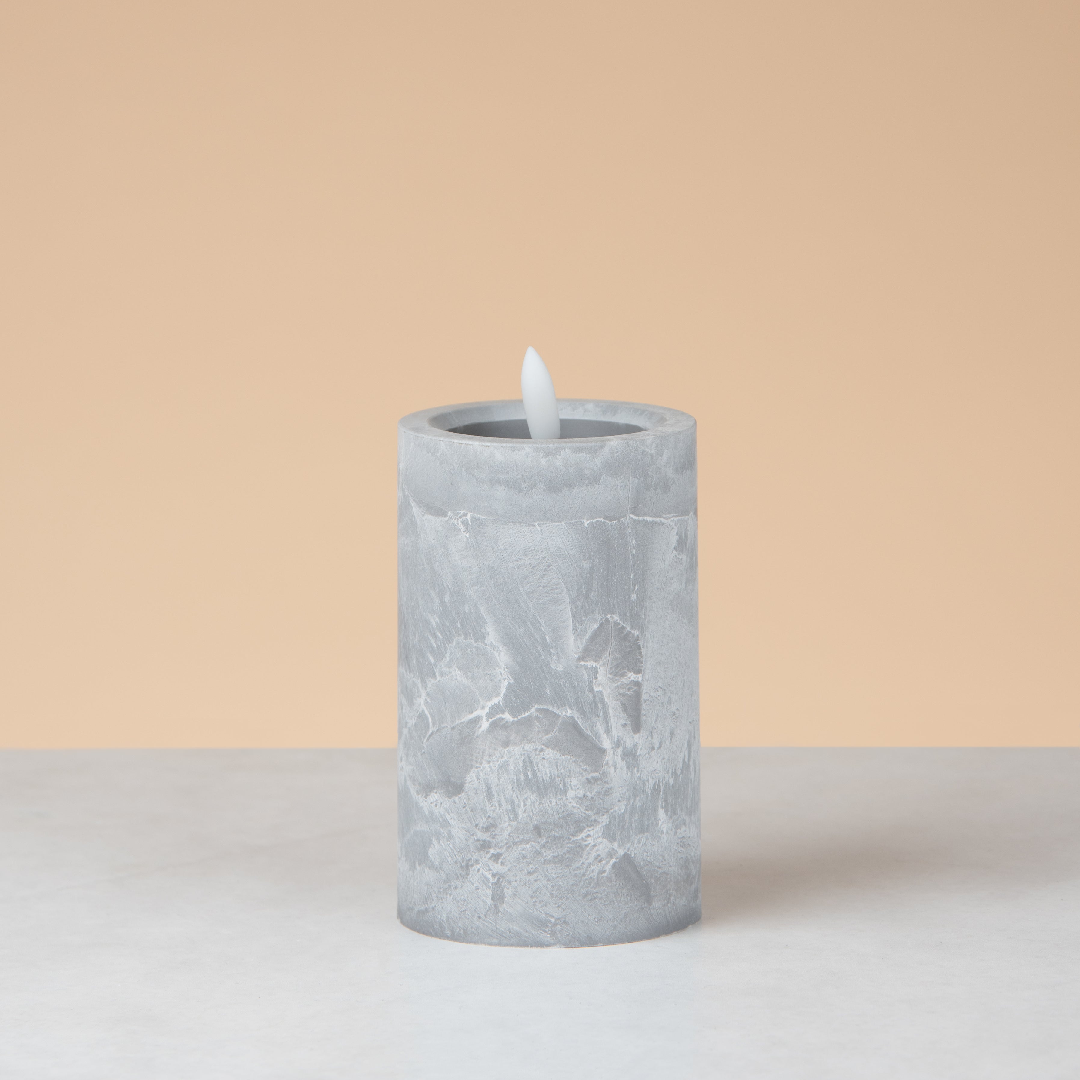 Led marble look candle