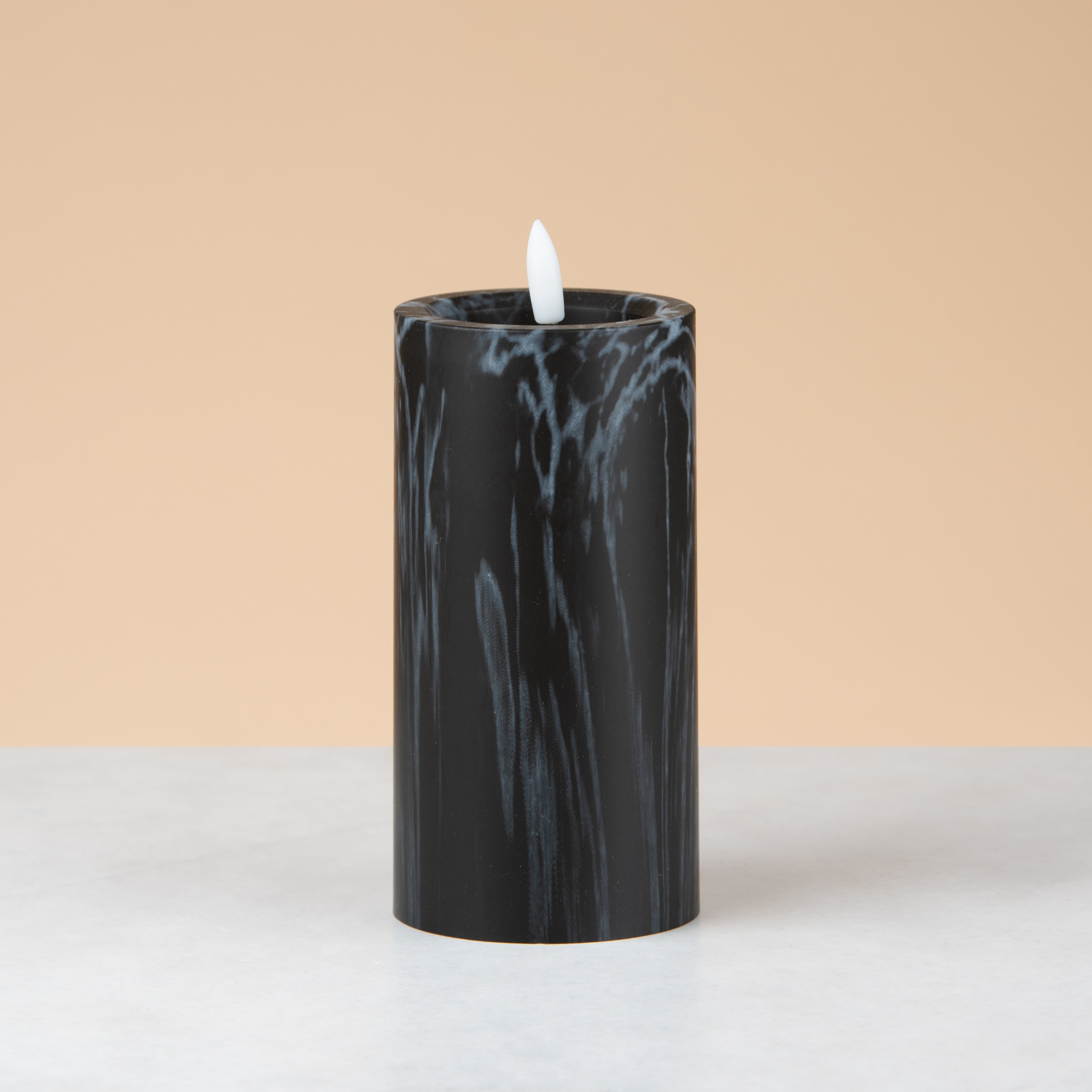 Led marble look candle