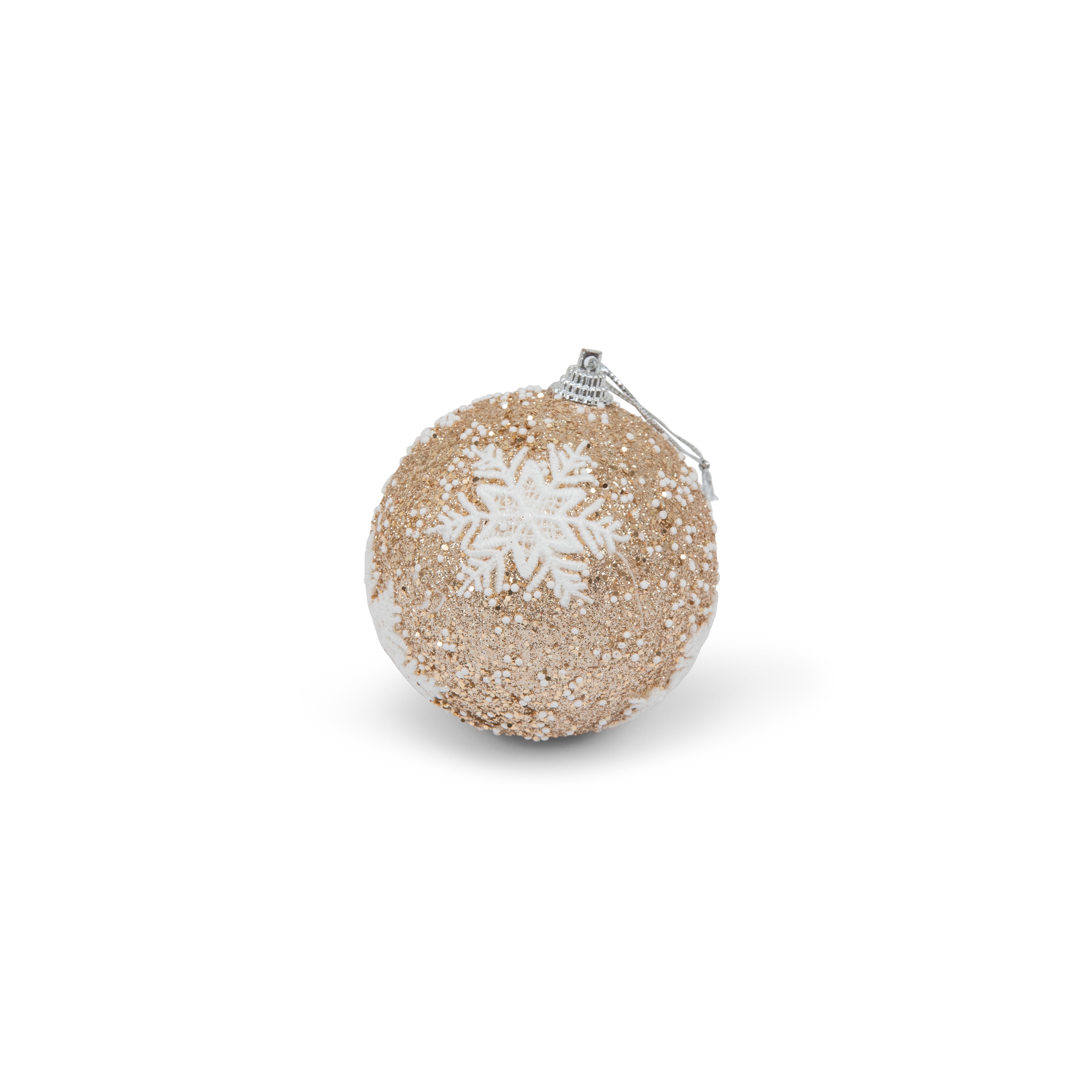 Christmas ball - Snow design 8cm Gold -3pcs set