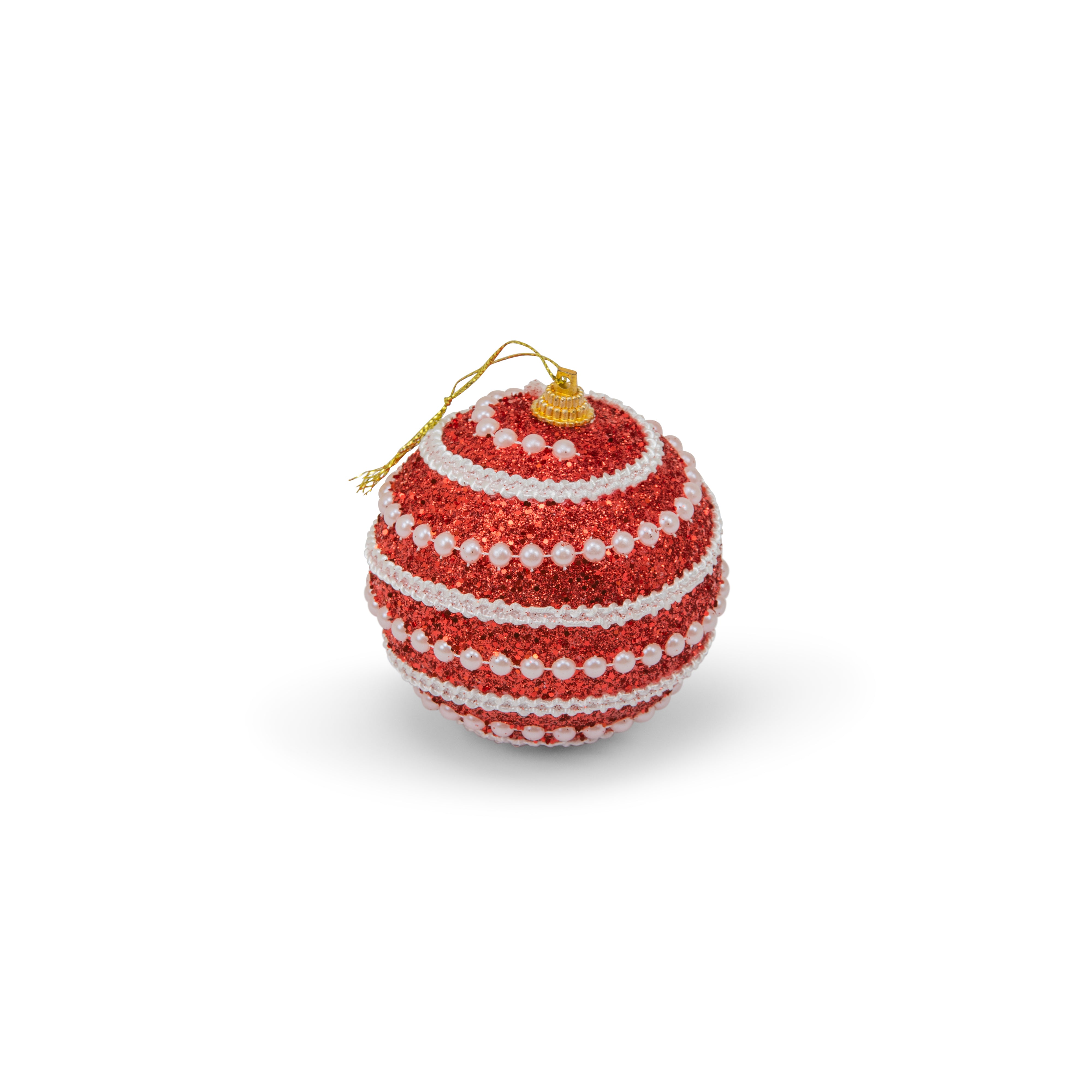 Christmas ball pearl 8cm Red - 3pcs set