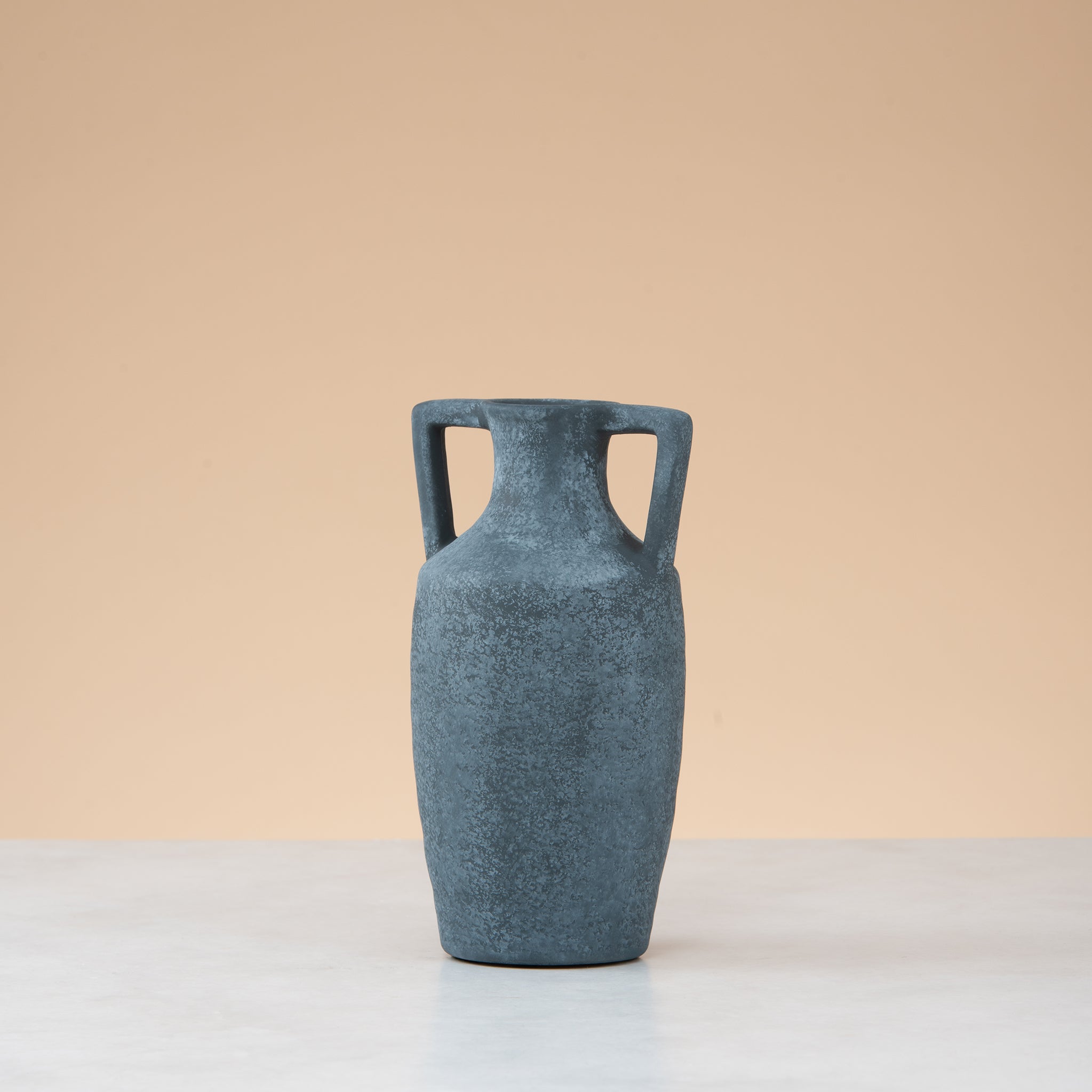 Sand stone vase navy blue with handles