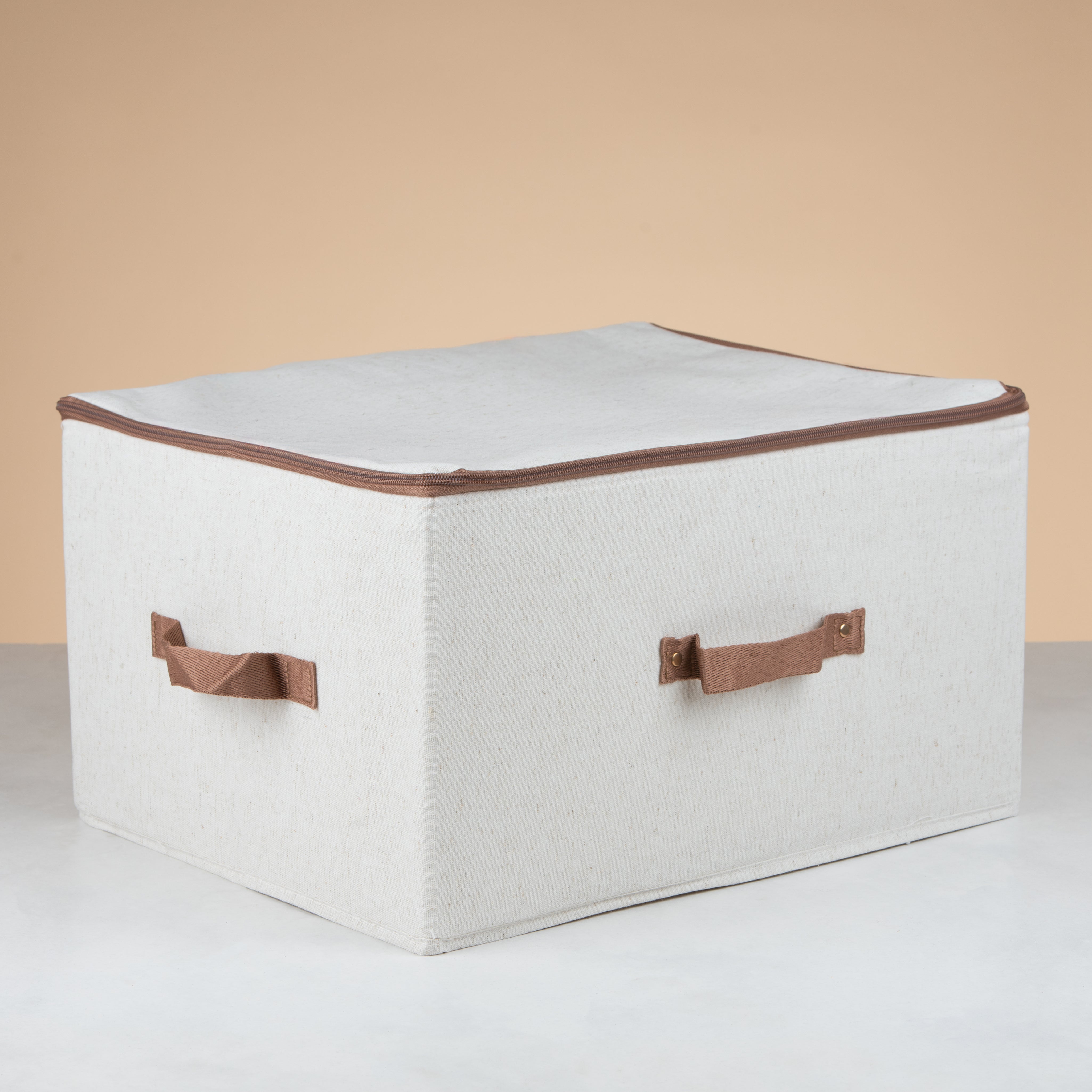 Storage box beige with cover