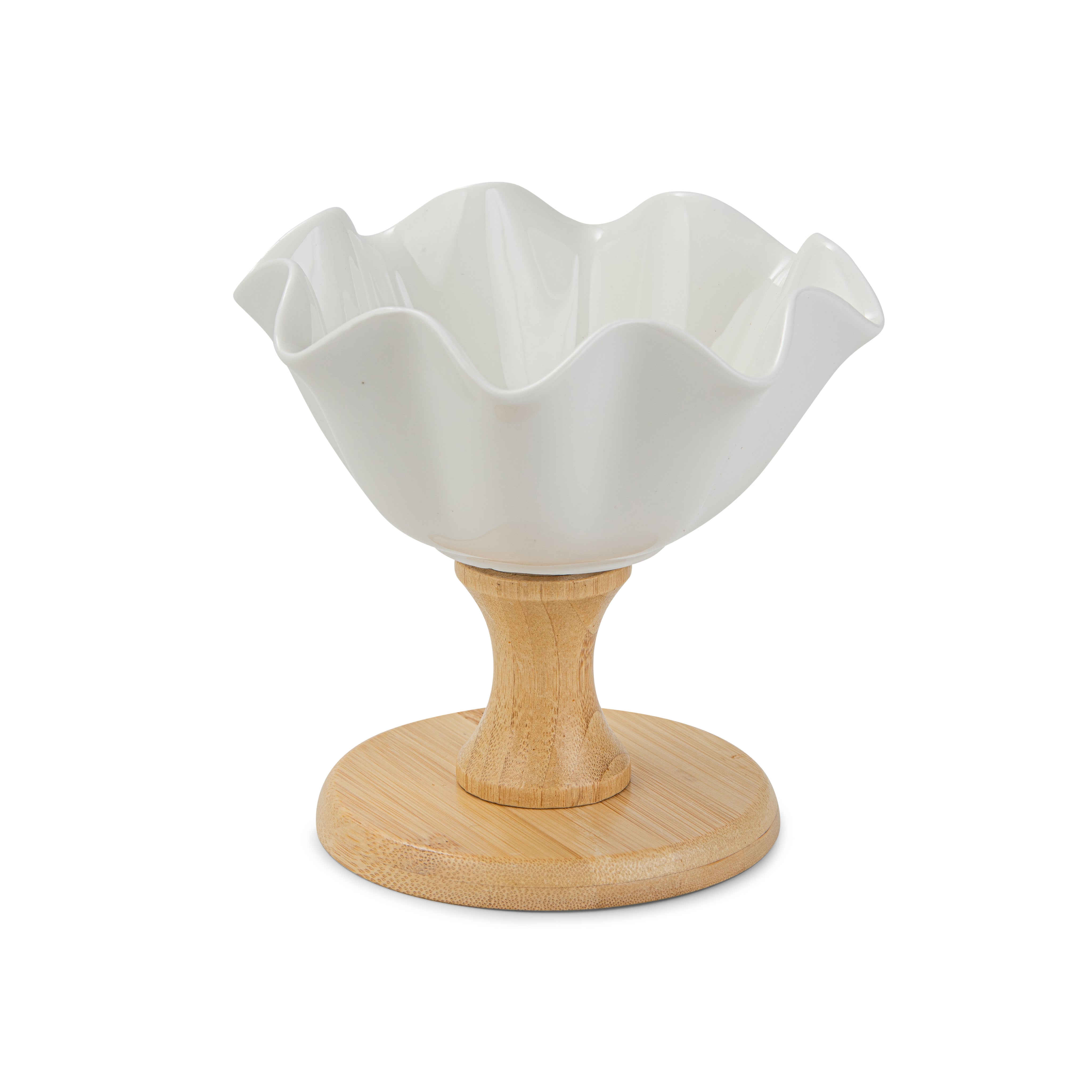 Fruit bowl with bamboo stand