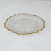 Ruffled Edge Glass Sous-Plate with Gold/Silver Rim