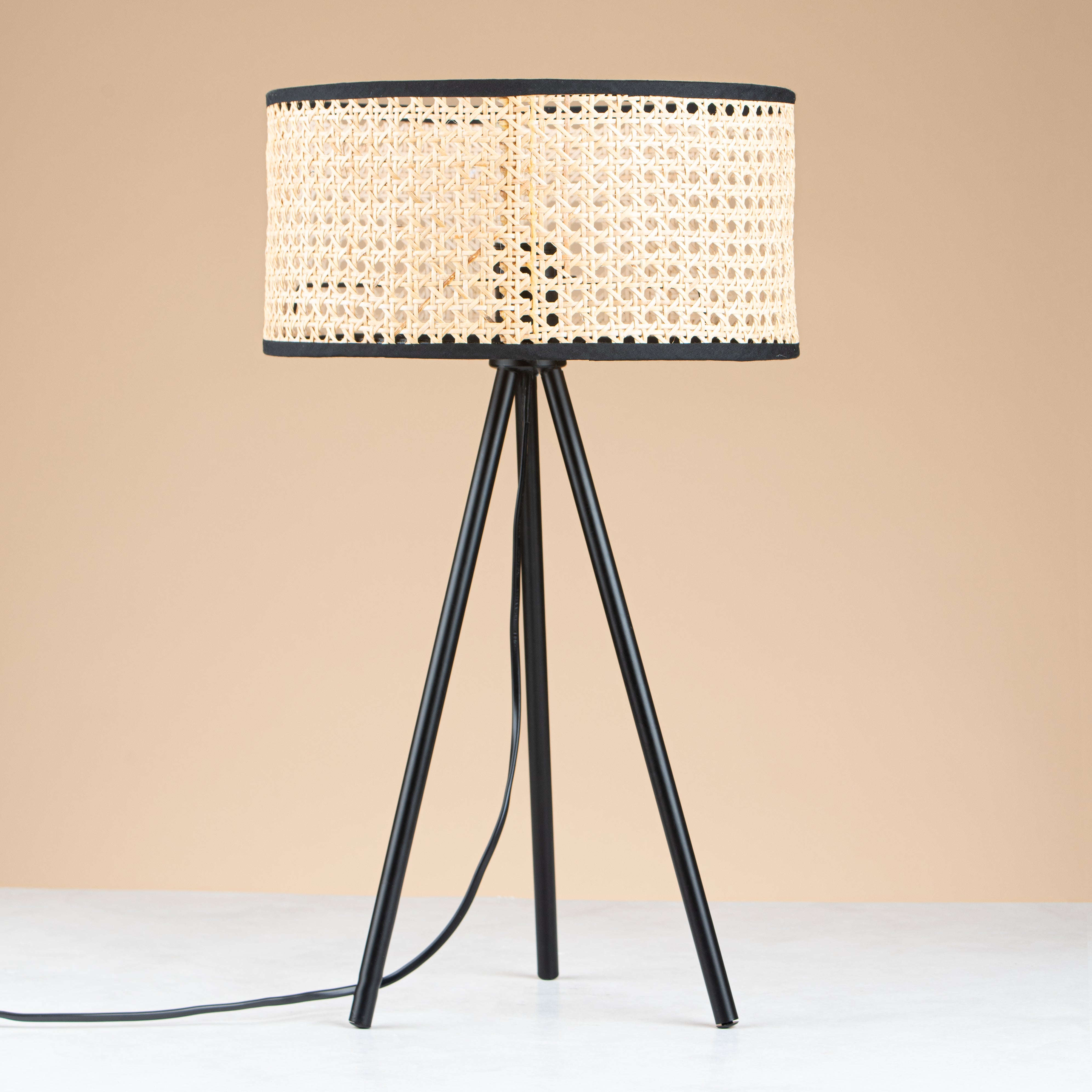 Rattan Lamp with black stand