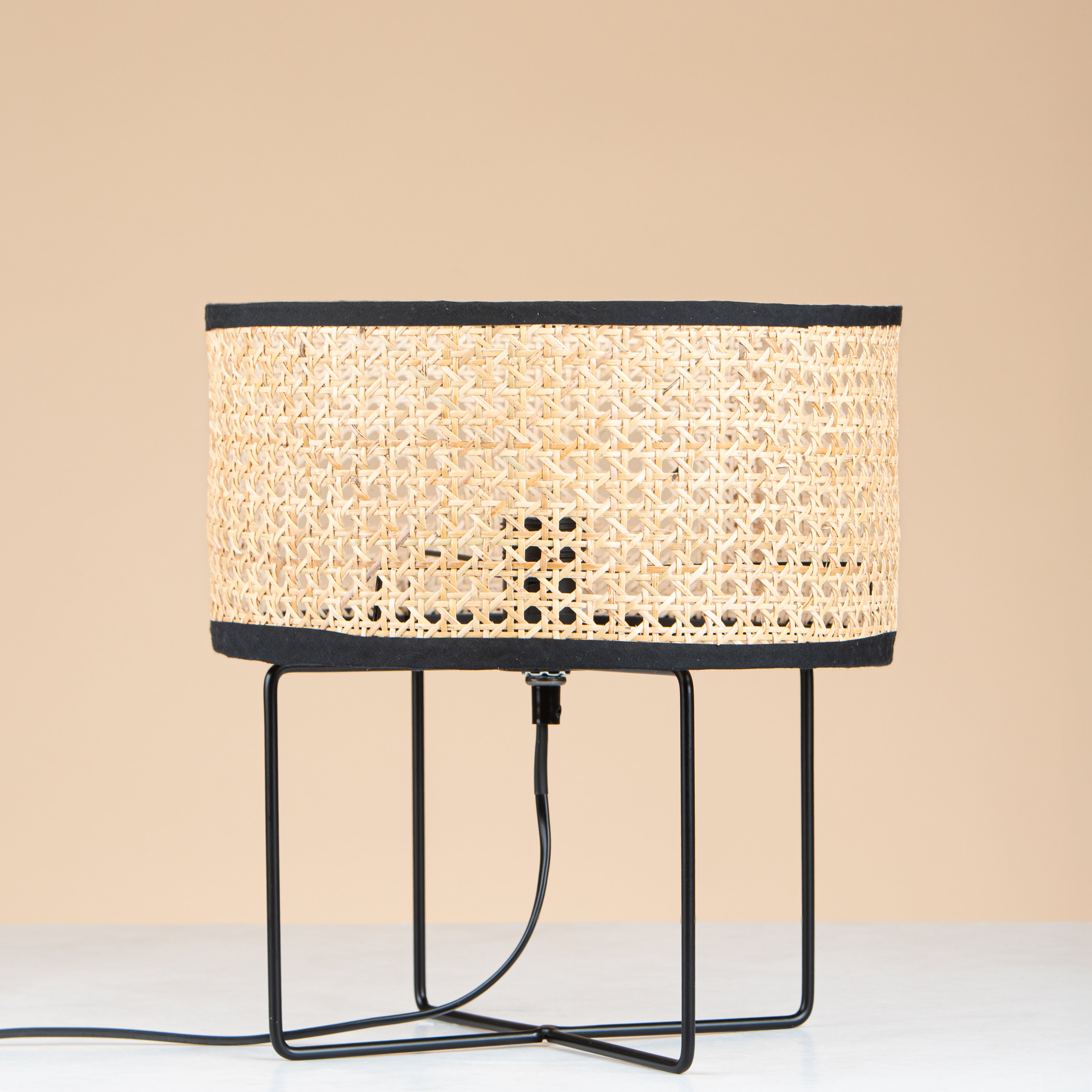 Rattan Lamp with black stand