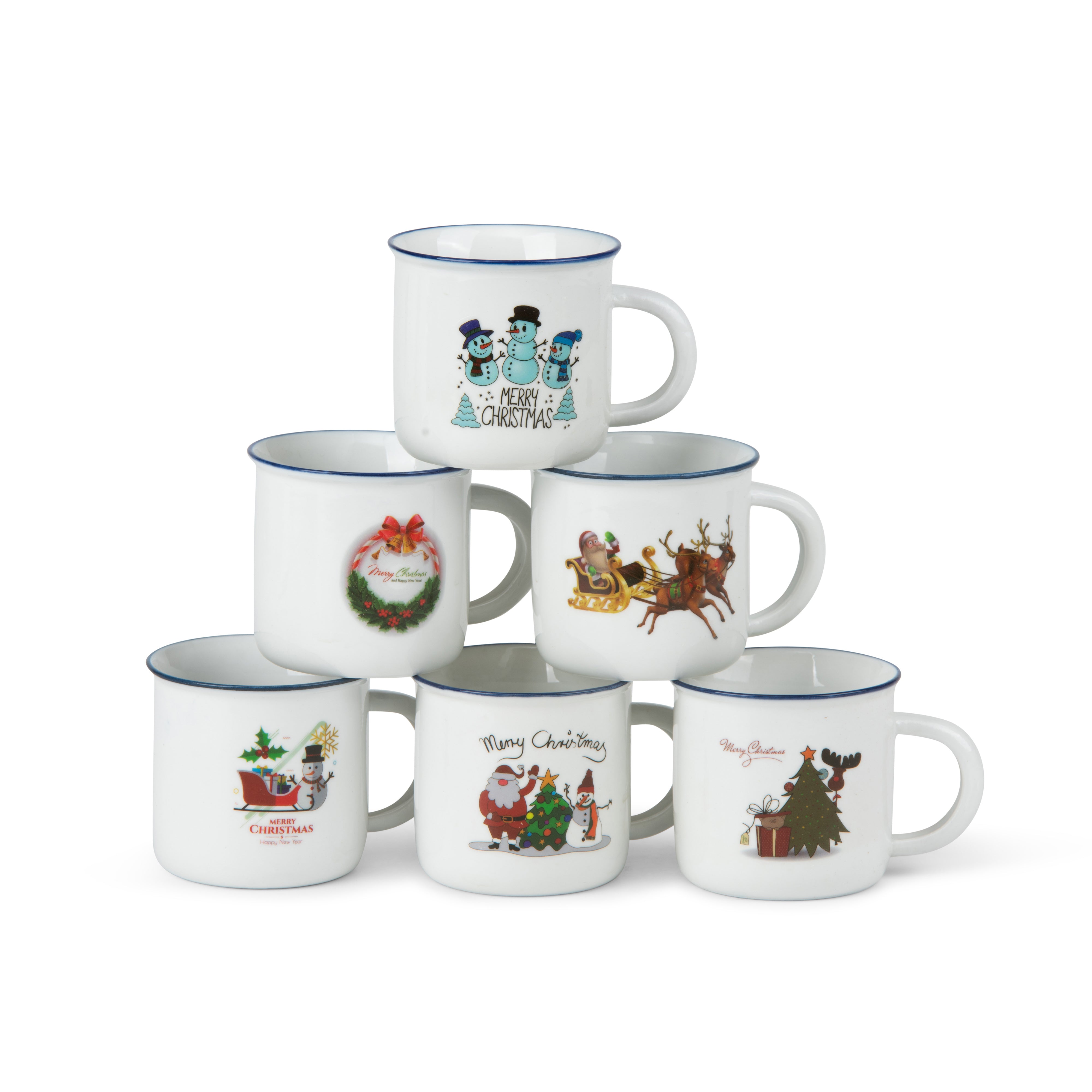 Chrismtas mini mugs 6pcs set - 5cm