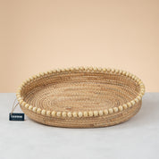 Cannon Round Water Hyacinth Tray with Wood Bead – PQ015