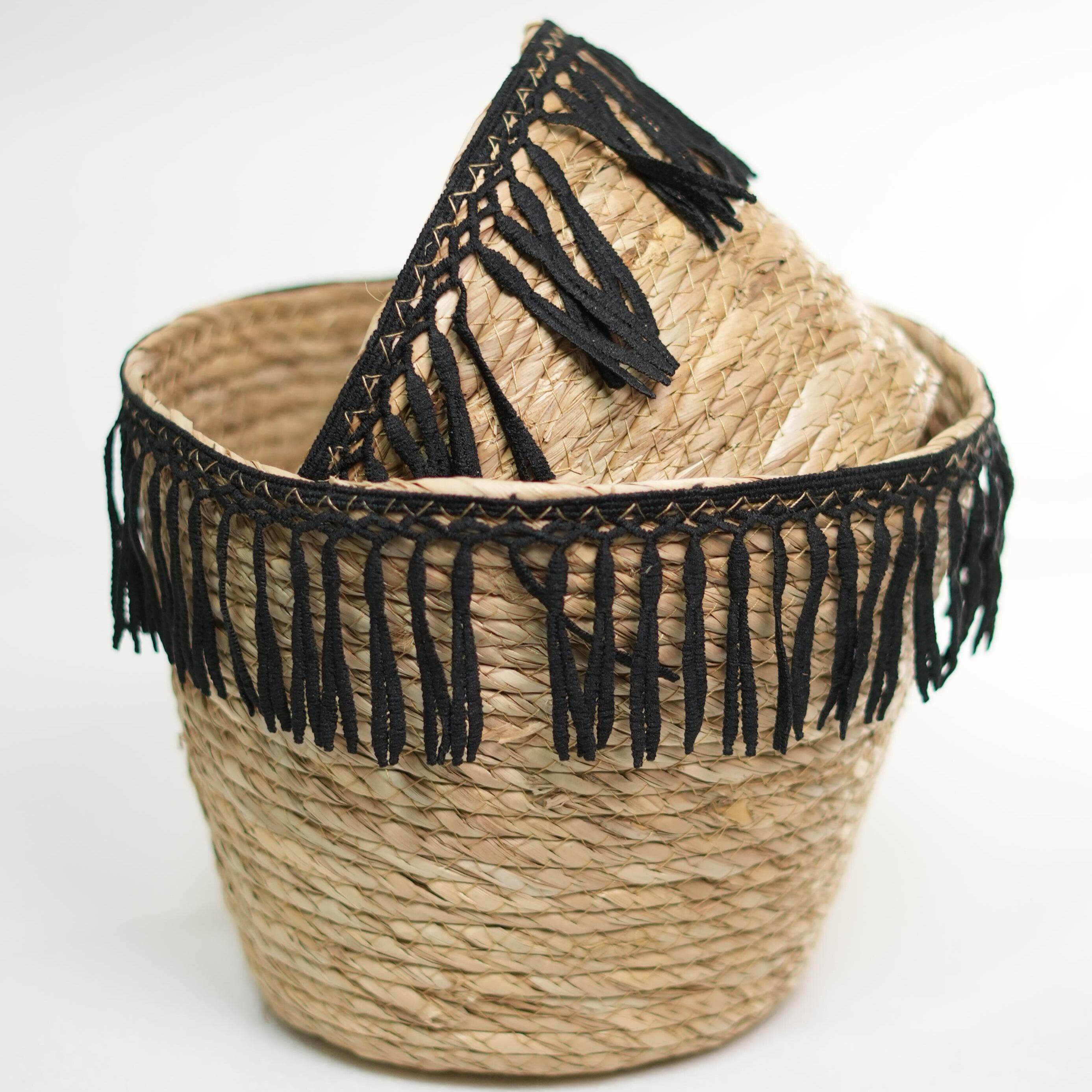 Woven Fringe Basket Set - Urban Home