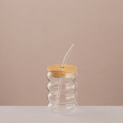 Ripple Glass Cup with Bamboo Lid & Straw - Urban Home