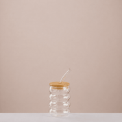 Ripple Glass Cup with Bamboo Lid & Straw - Urban Home