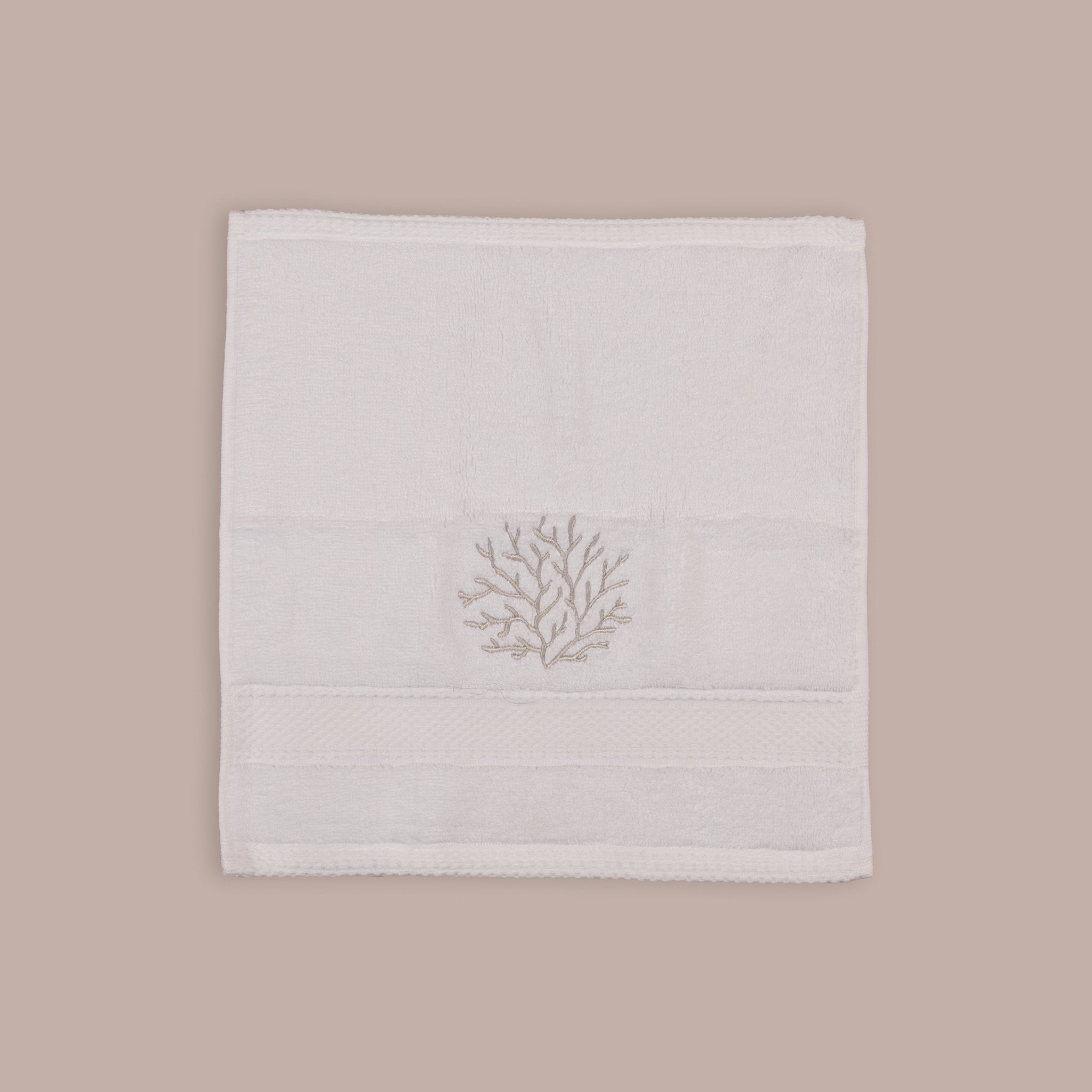 Luxury Coral Embroidered 100% Cotton Face Towels (700 GSM) - Urban Home