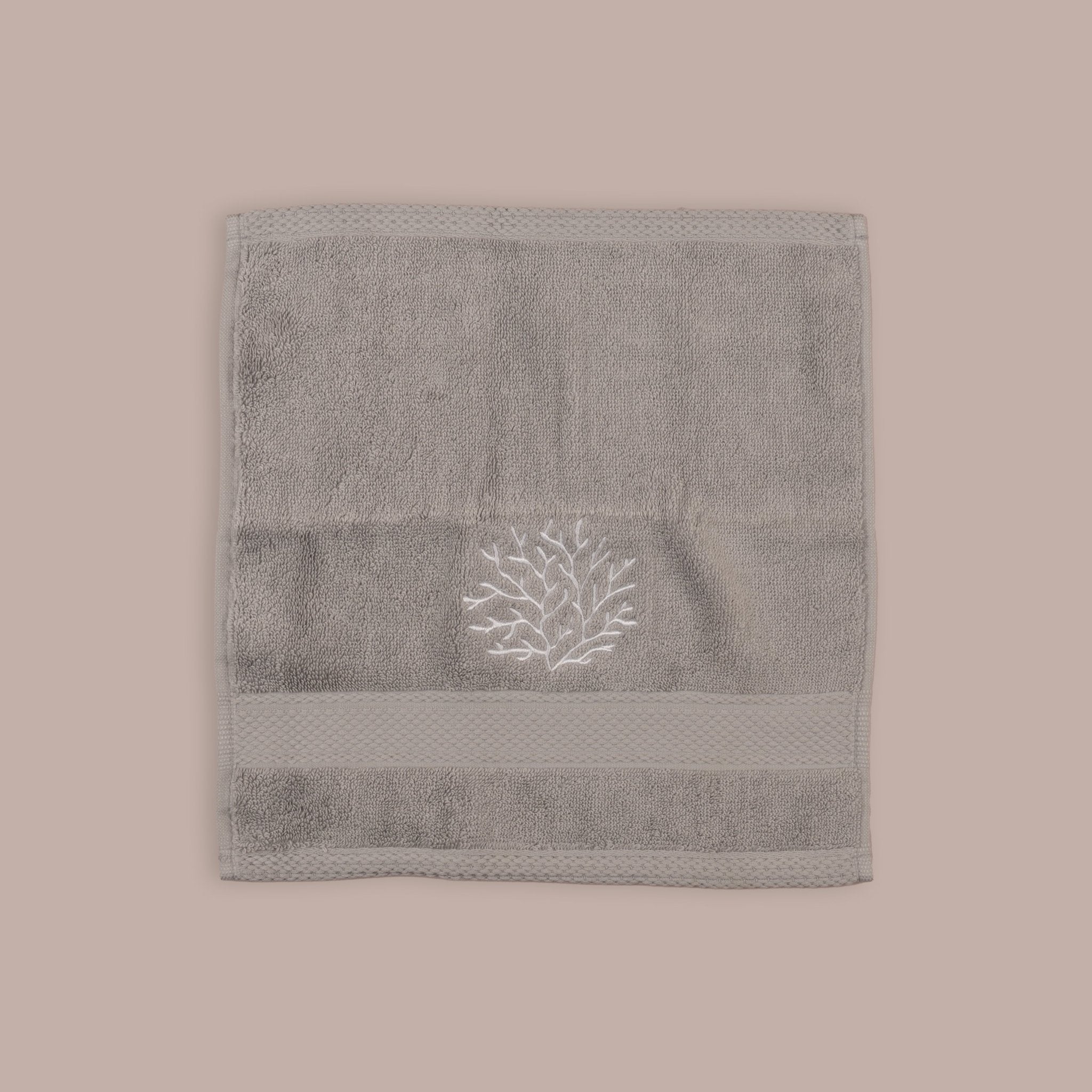 Luxury Coral Embroidered 100% Cotton Face Towels (700 GSM) - Urban Home