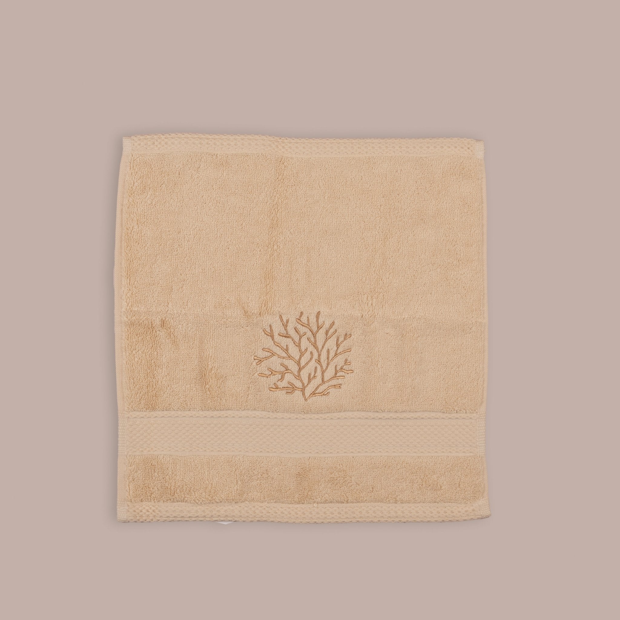 Luxury Coral Embroidered 100% Cotton Face Towels (700 GSM) - Urban Home