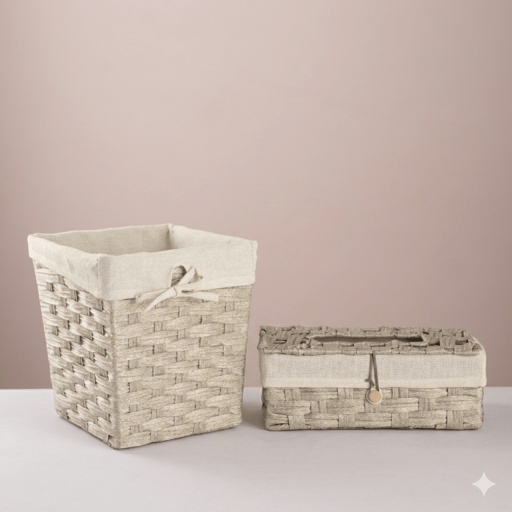 Square Woven Trash & Tissue Set - Gray - Urban Home