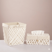 Square Woven Trash & Tissue Set - White - Urban Home