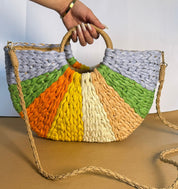 Colorful Rattan Beach Bag
