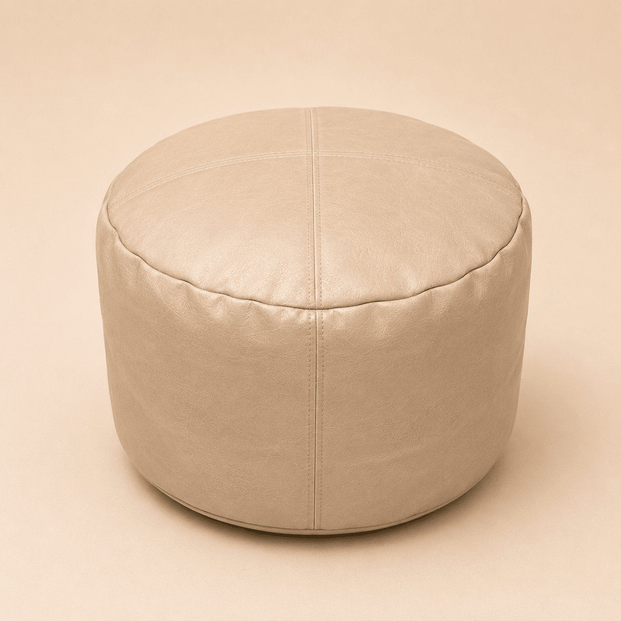 Round Leather Cylinder Pouf - Urban Home
