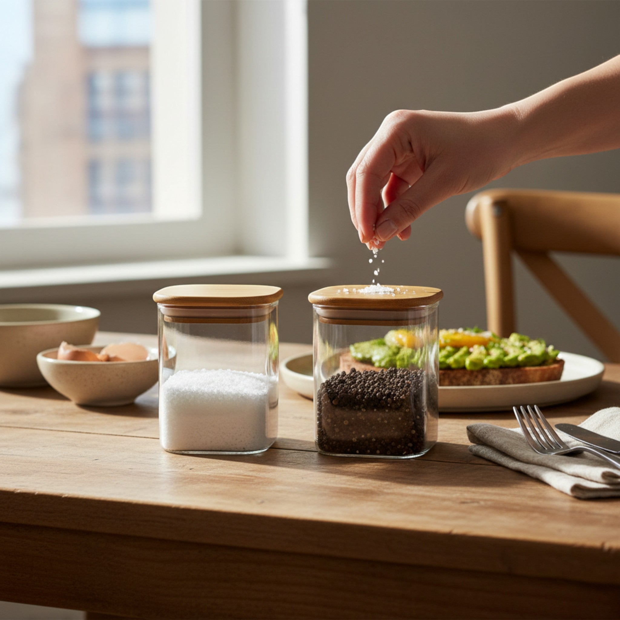 Bamboo Lid Glass Jar-850ml - Urban Home