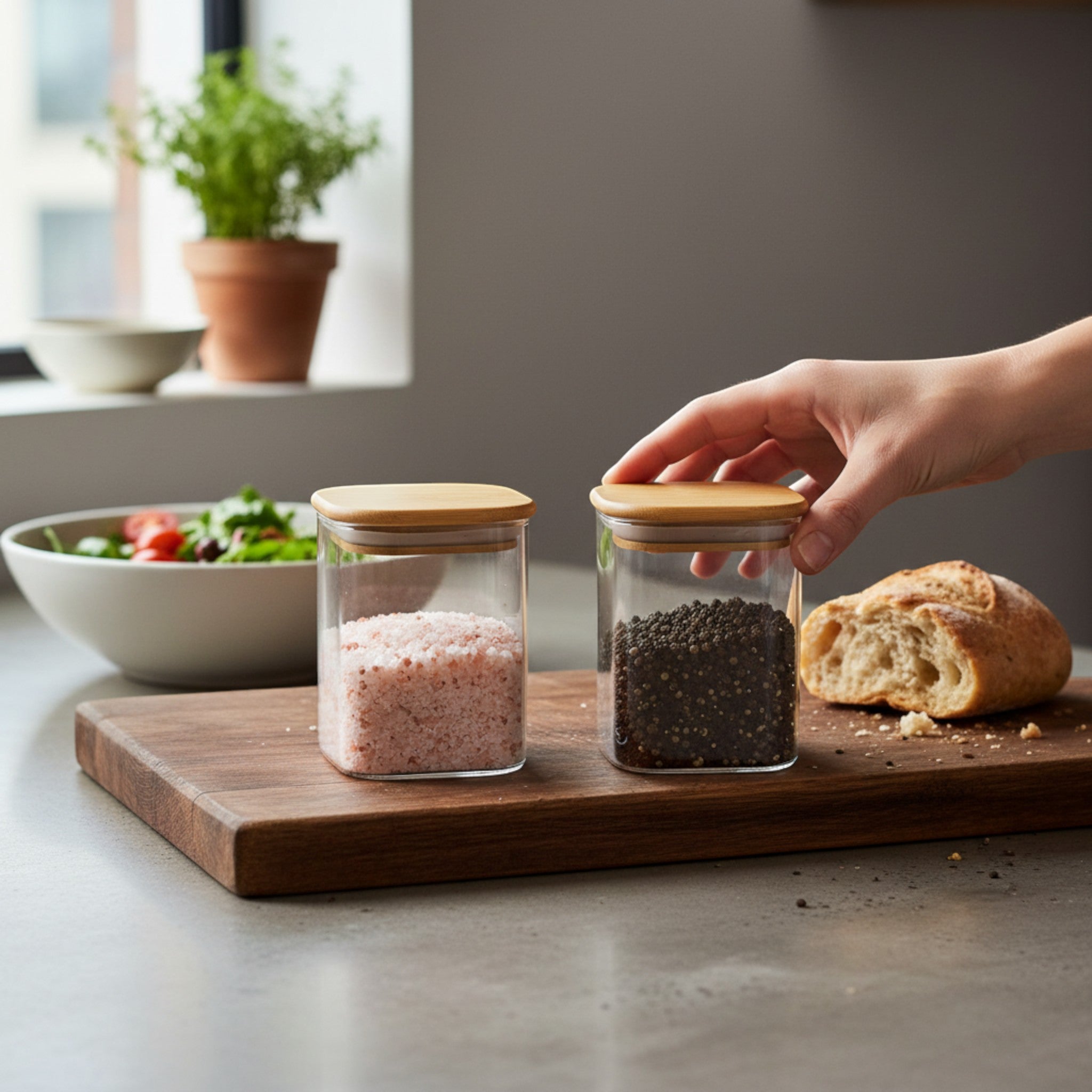 Bamboo Lid Glass Jar-700ml - Urban Home