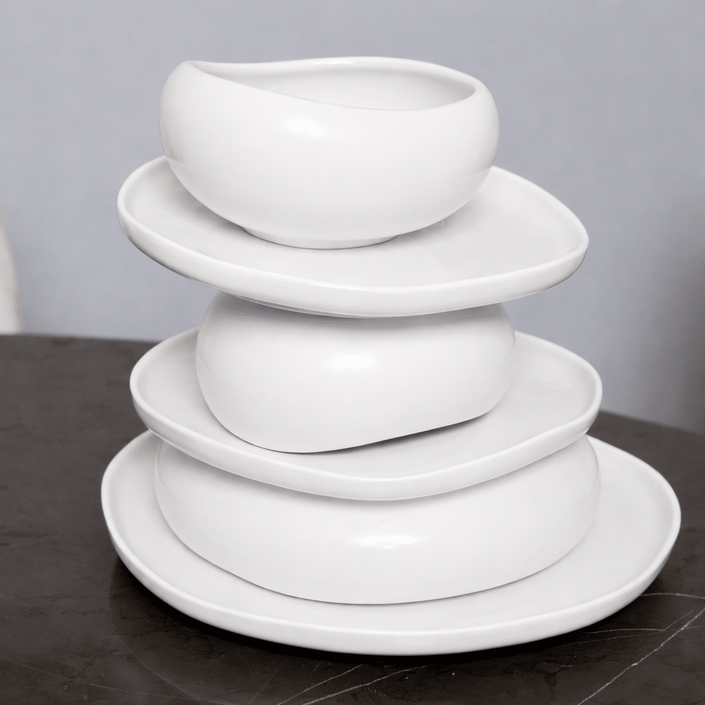 White Luxe Dinner Set – 24 PCS - Urban Home