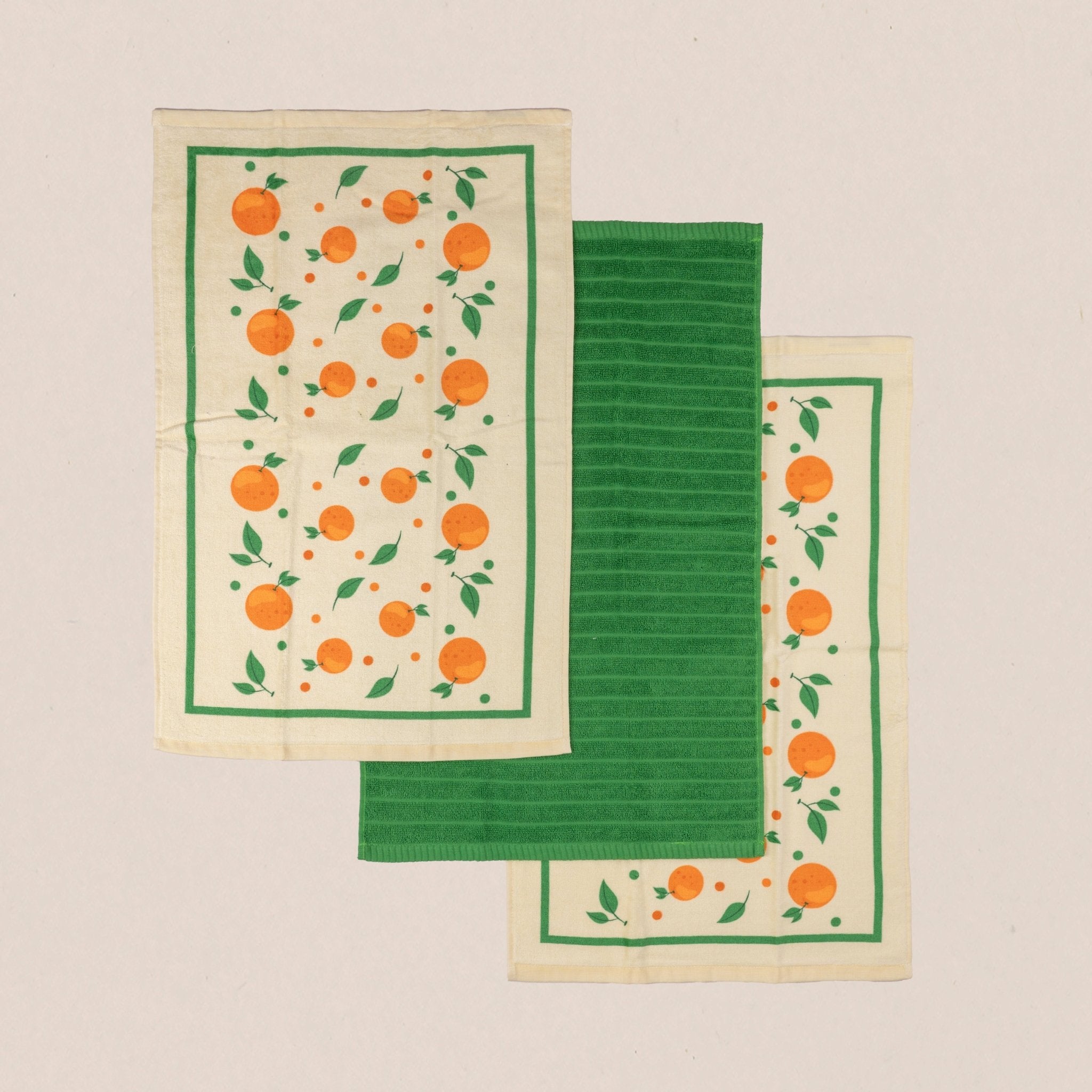 Cannon Kitchen Towel Set 41 × 63 cm (3 Pcs) – Velour Printed Oranges New - Urban Home