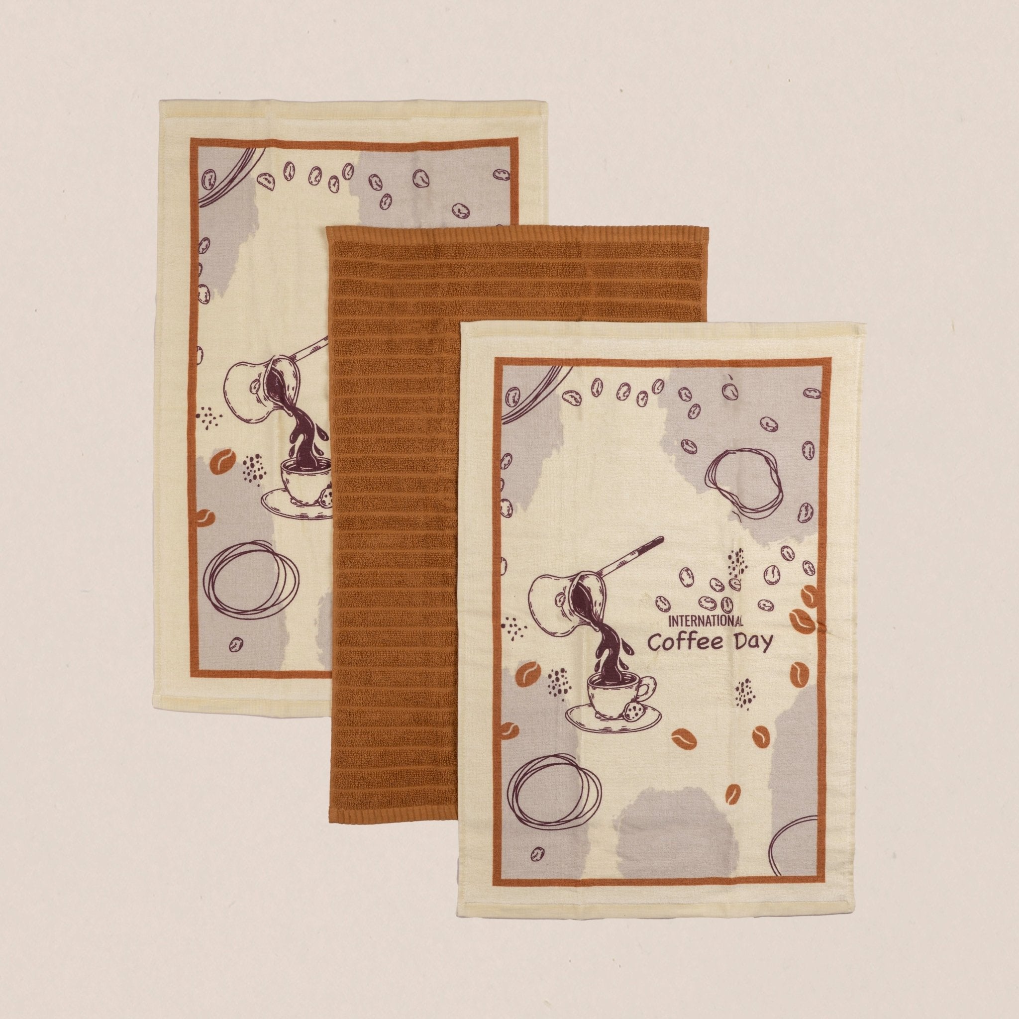 Cannon Kitchen Towel Set 41 × 63 cm (3 Pcs) – Velour Printed Coffee Day - Urban Home