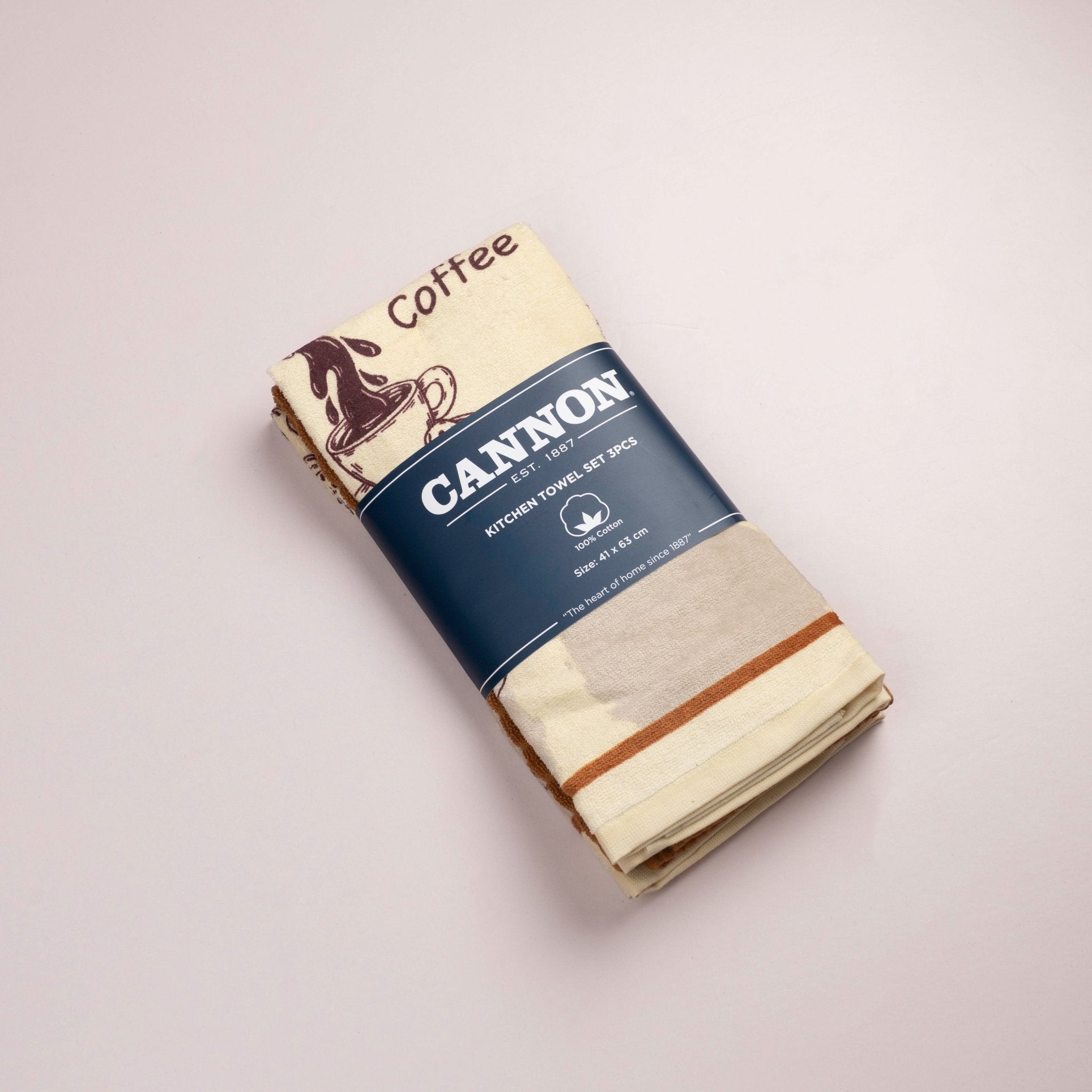 Cannon Kitchen Towel Set 41 × 63 cm (3 Pcs) – Velour Printed Coffee Day - Urban Home