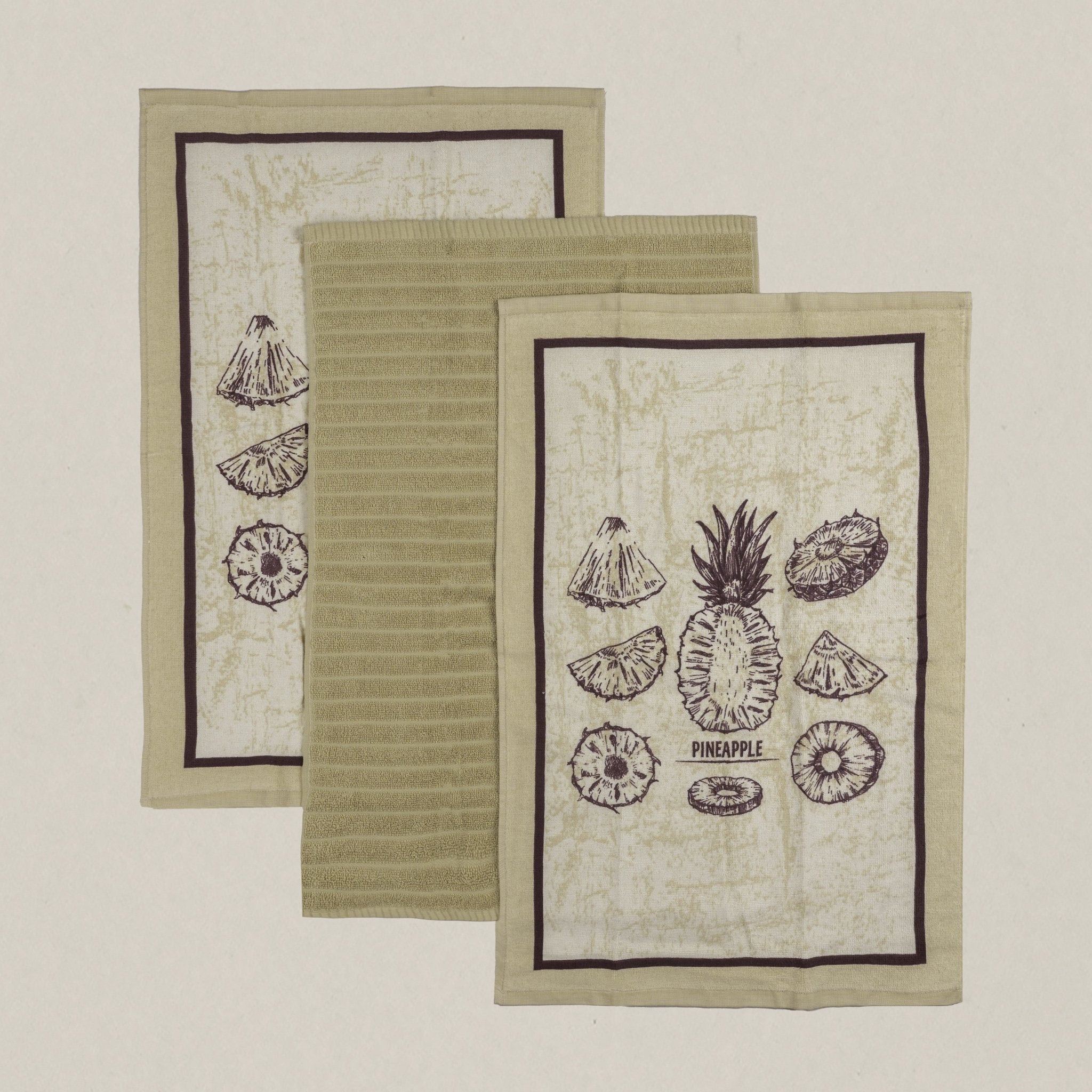 Cannon Kitchen Towel Set 41 × 63 cm (3 Pcs) – Velour Printed Pineapple - Urban Home