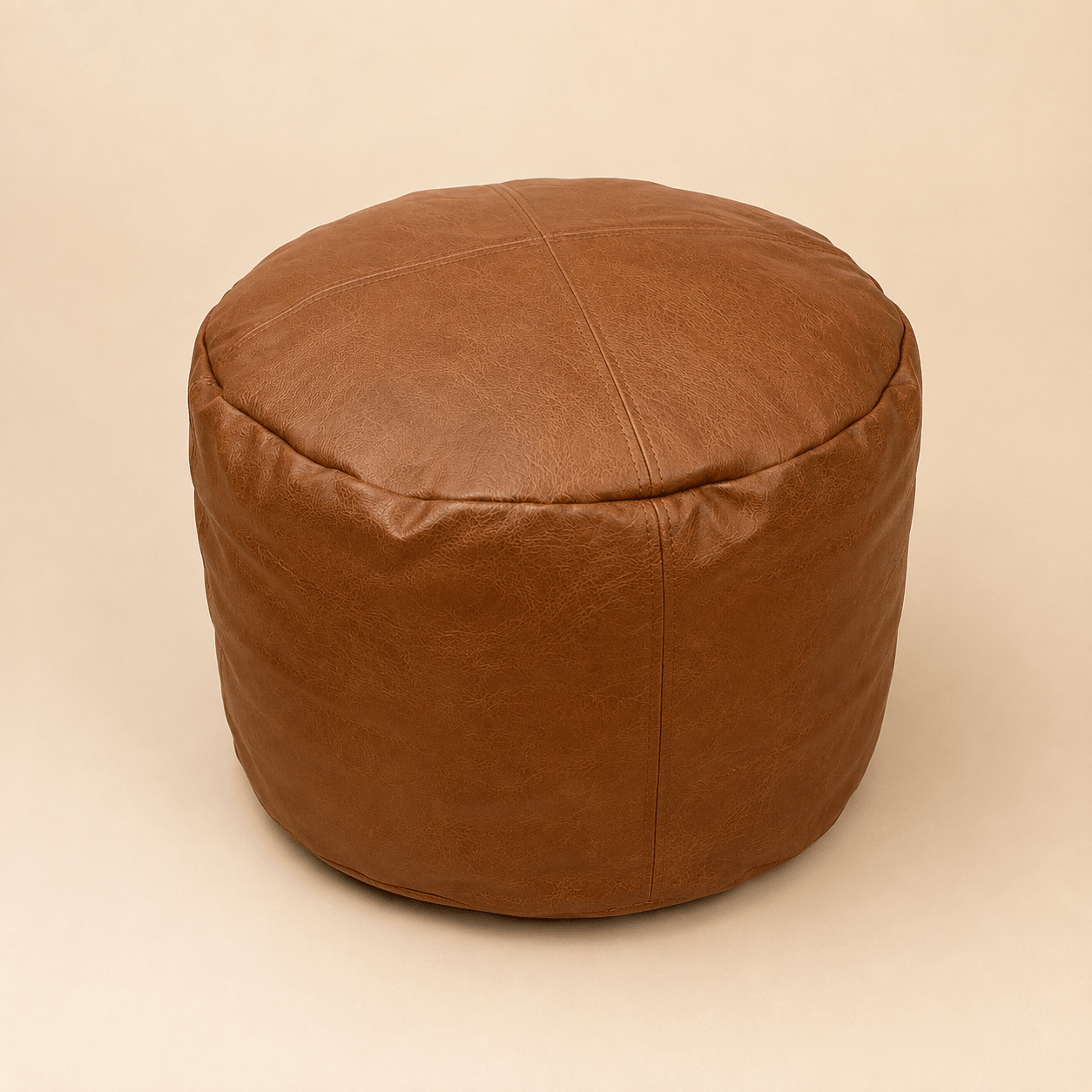 Round Leather Cylinder Pouf - Urban Home