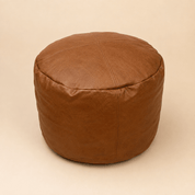 Round Leather Cylinder Pouf - Urban Home