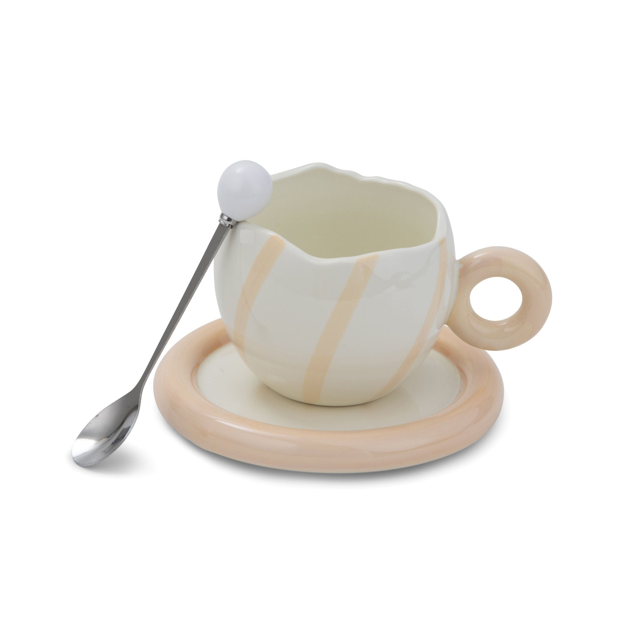 Cracked & striped mug on a plate - Urban Home