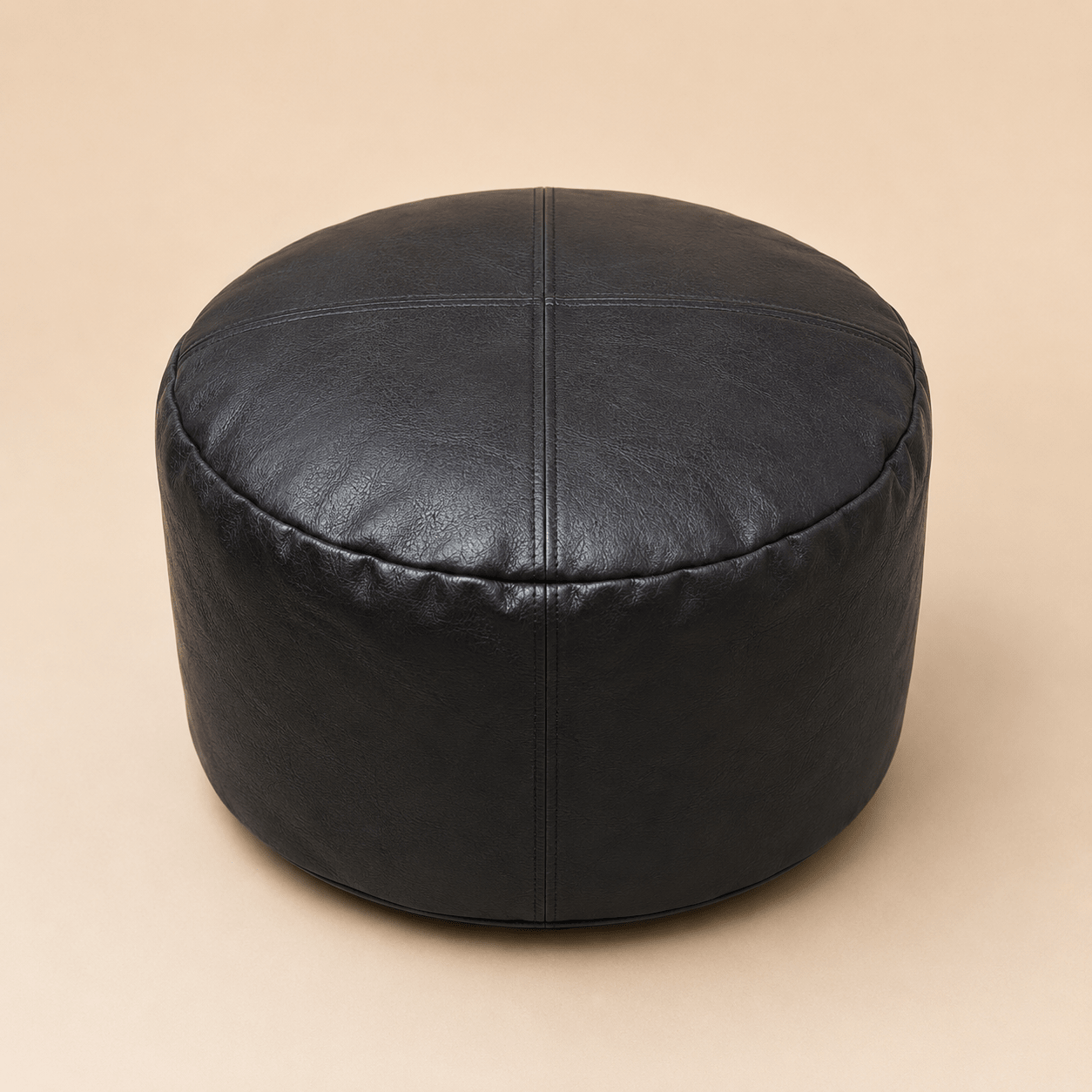 Round Leather Cylinder Pouf - Urban Home