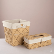 Square Woven Trash & Tissue Set - Natural - Urban Home
